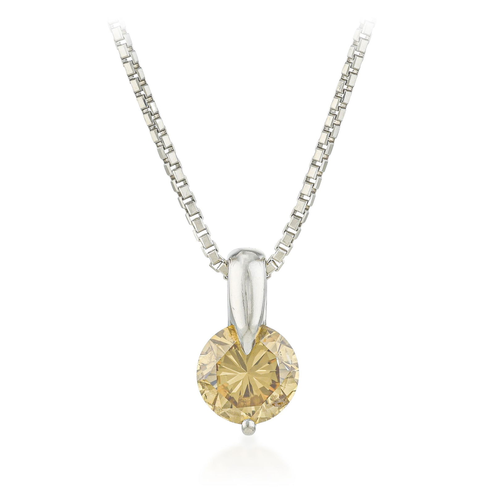 Fancy Brown Diamond Solitaire Necklace: ESTIMATED RETAIL PRICE: $2,200**This is the estimated value a piece of similar quality, craftsmanship, and characteristics could command at retail.The fancy brown diamond — in its finest cognac