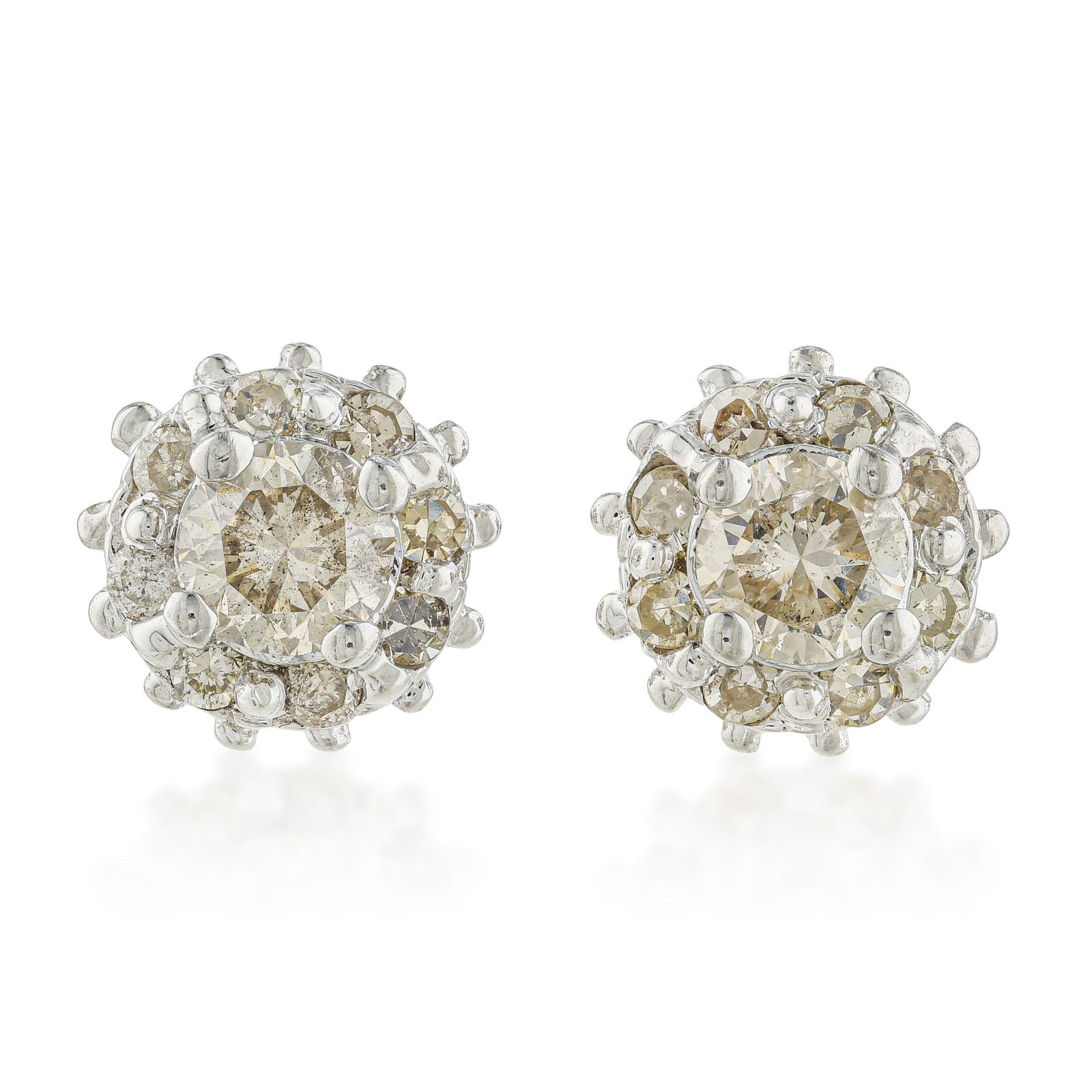 Diamond Stud Cluster Earrings: ESTIMATED RETAIL PRICE: $900* *This is the estimated value a piece of similar quality, craftsmanship, and characteristics could command at retail. Eighteen-karat white gold cluster studs with