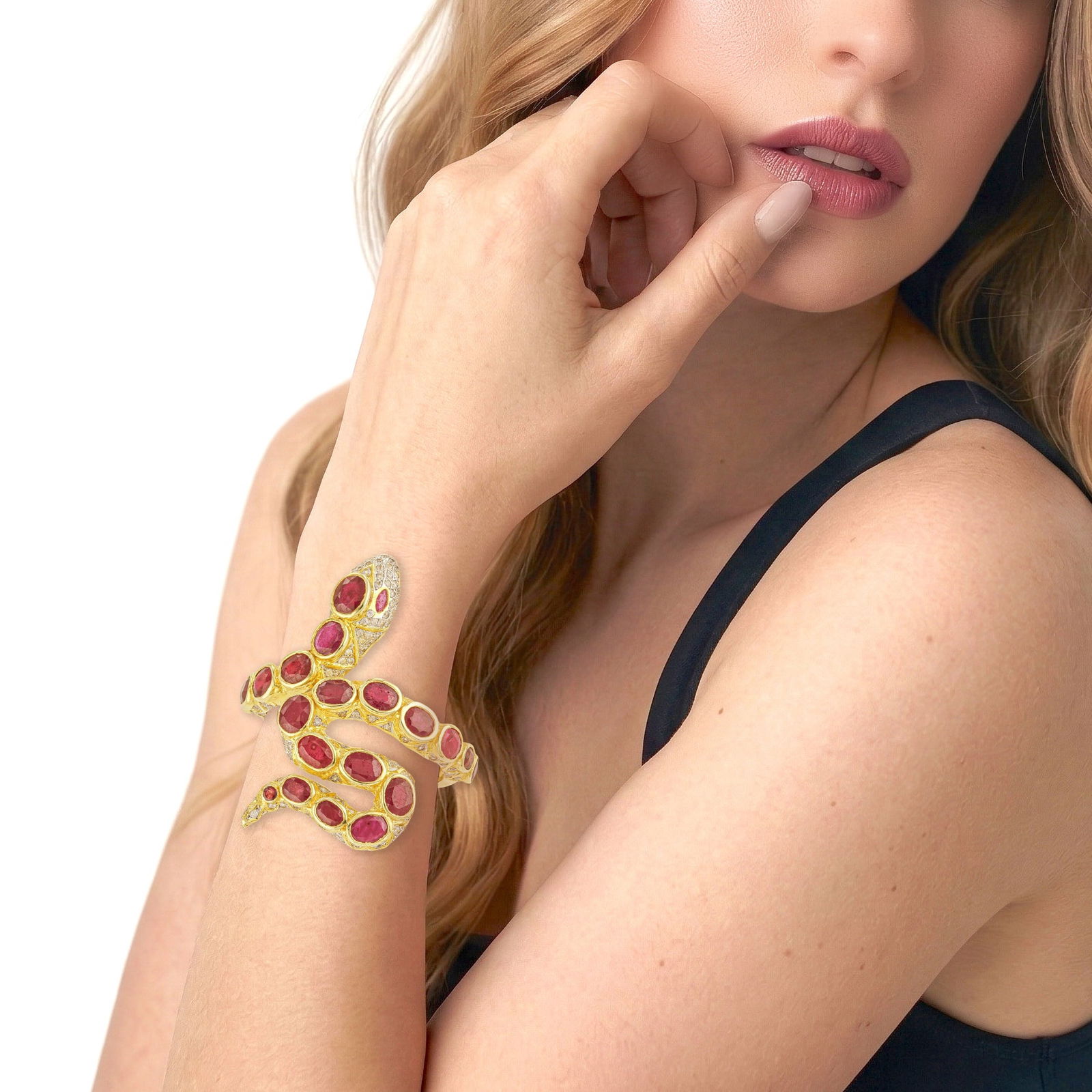 Snake Ruby and Zircon Bangle - 3