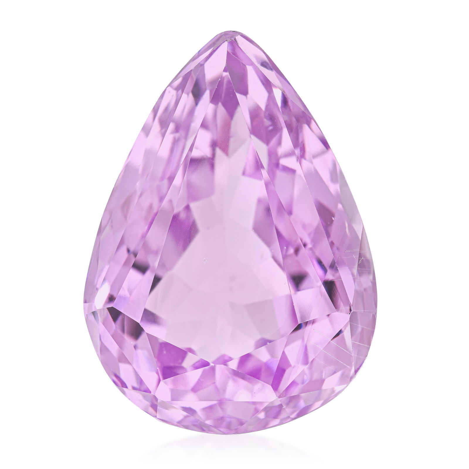 60.30-Carat Pear Shape Kunzite Loose Gemstone: ESTIMATED RETAIL PRICE: $2,400* *This is the estimated value a piece of similar quality, craftsmanship, and characteristics could command at retail. At 60.30 carats, this pear-shaped kunzite