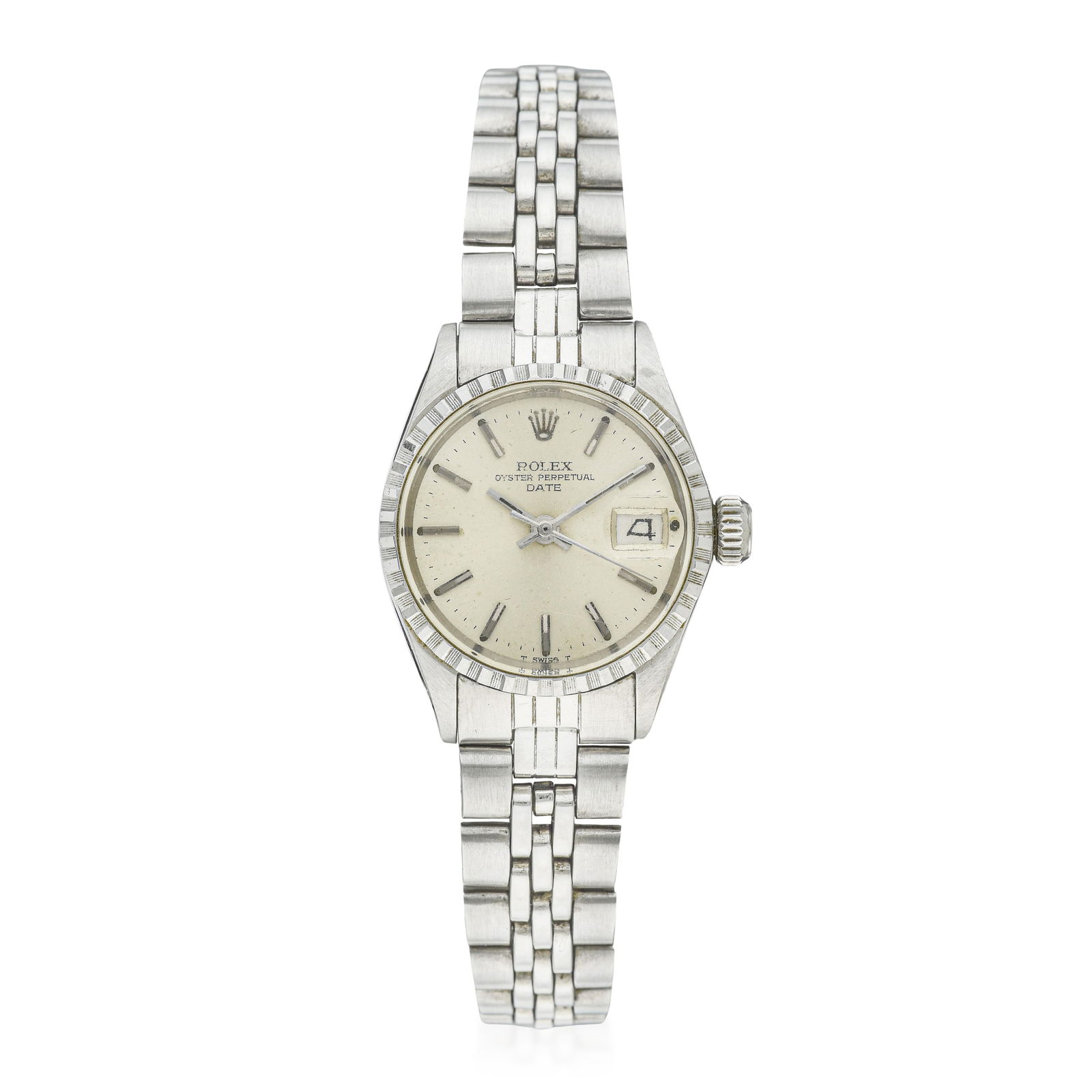 Rolex Ladies' Oyster Perpetual Date in Steel: ESTIMATED RETAIL PRICE: $5,500* *This is the estimated value a piece of similar quality, craftsmanship, and characteristics could command at retail. Summary of Key Characteristics CIRCA: 1970 