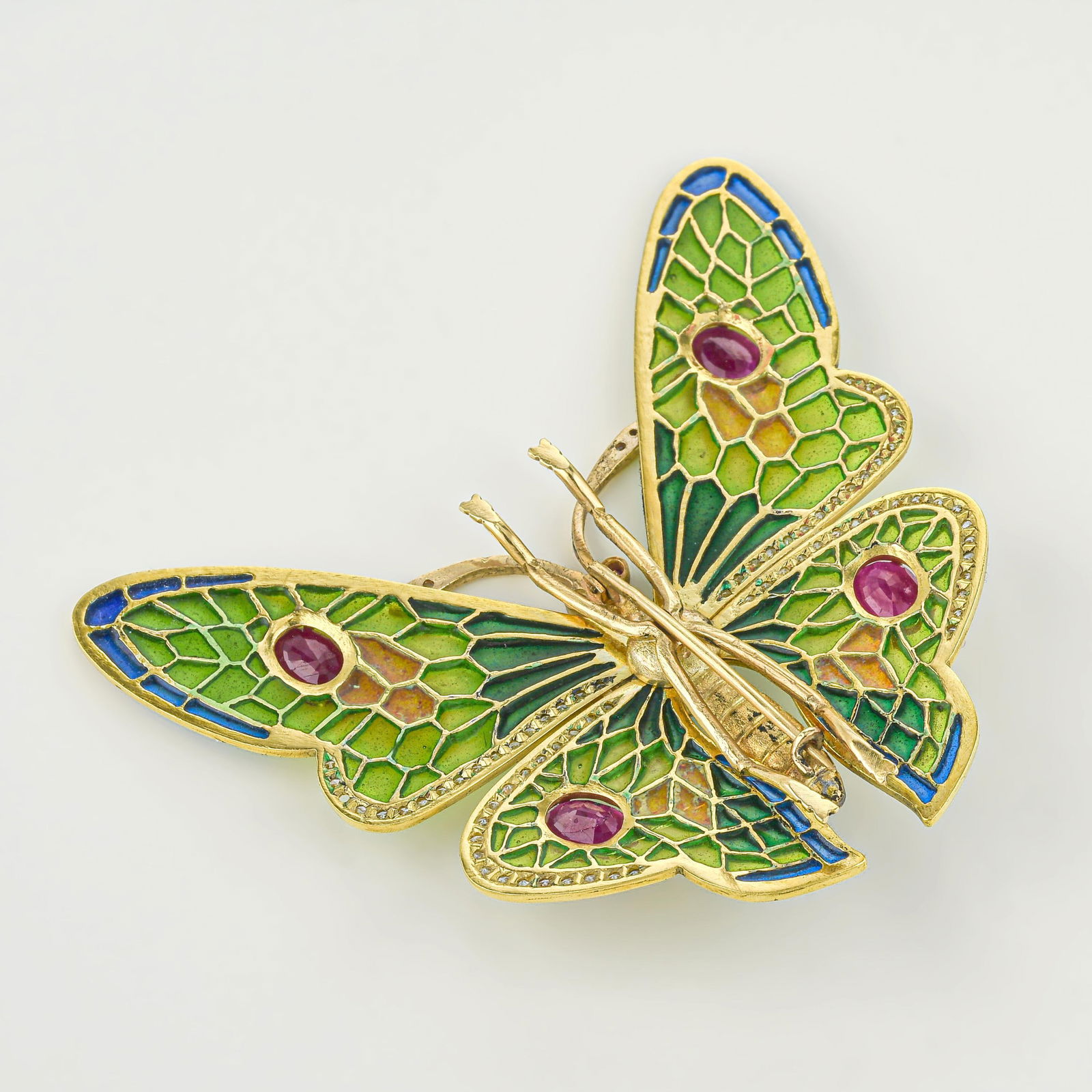 Plique-A-Jour Enamel Butterfly Brooch - 2