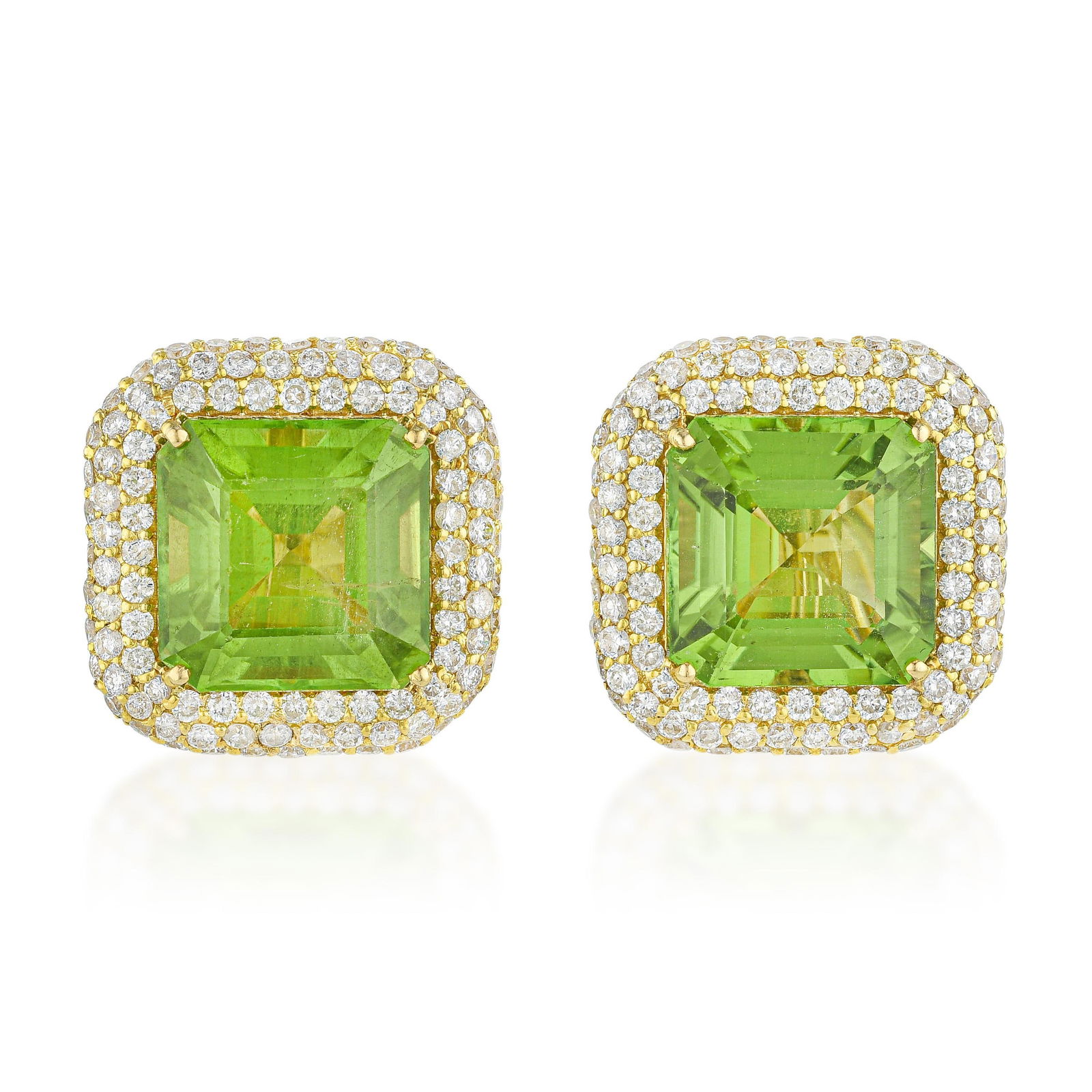 Peridot and Diamond Earrings: ESTIMATED RETAIL PRICE: $15,000* *This is the estimated value a piece of similar quality, craftsmanship, and characteristics could command at retail. Peridot and diamond earrings in 18K white