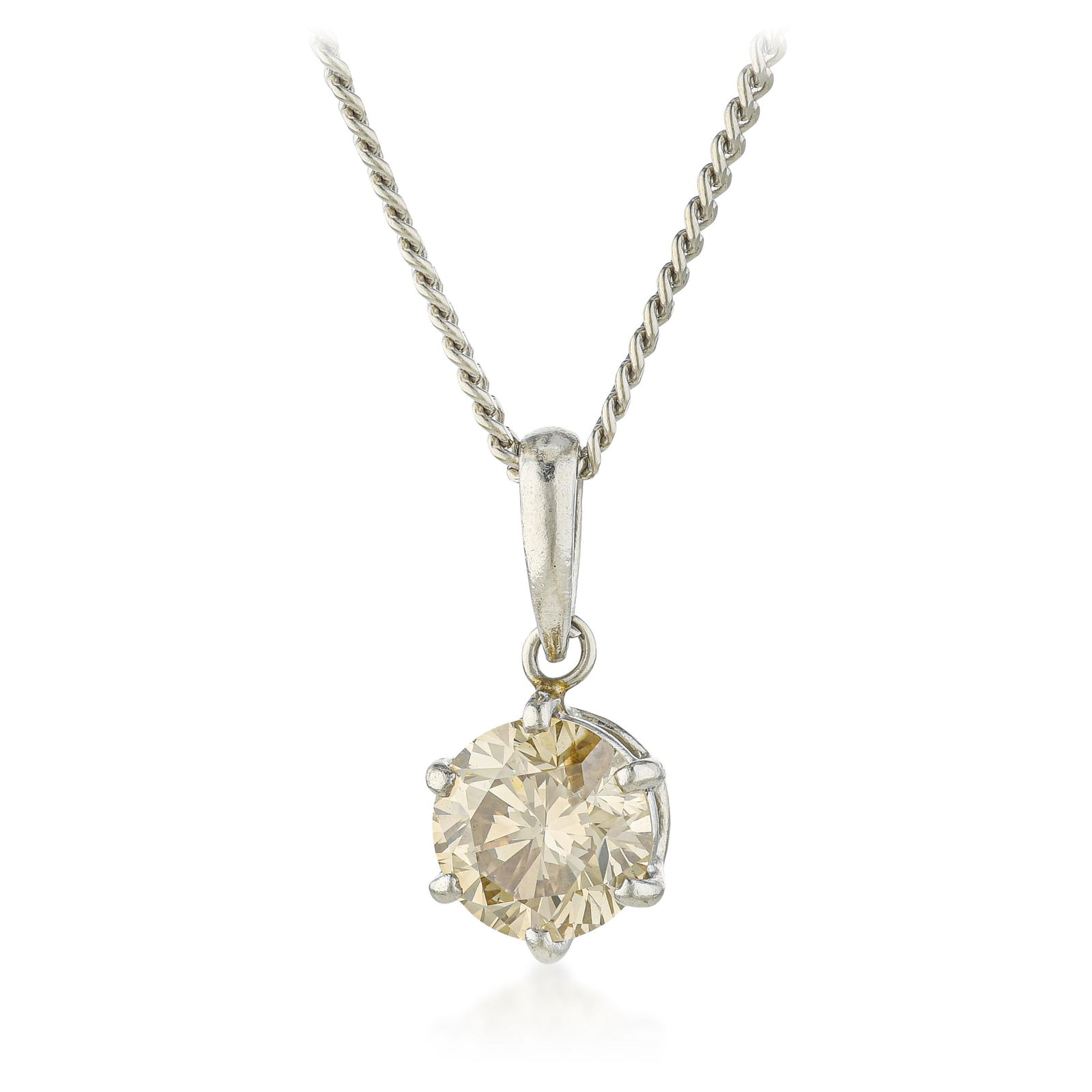 Solitary Diamond Pendant: ESTIMATED RETAIL PRICE: $2,200* *This is the estimated value a piece of similar quality, craftsmanship, and characteristics could command at retail. A 1.15-carat fancy brown diamond pendant in