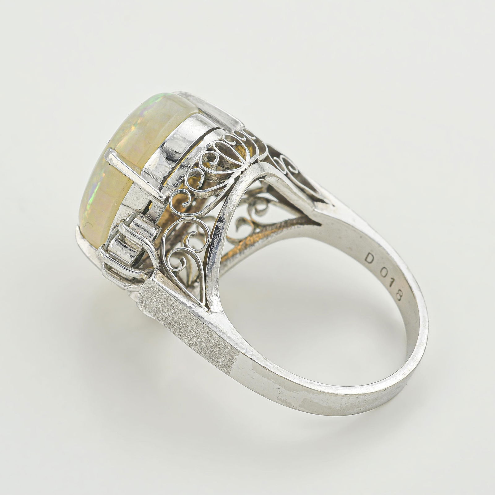 White Opal and Diamond Ring - 3