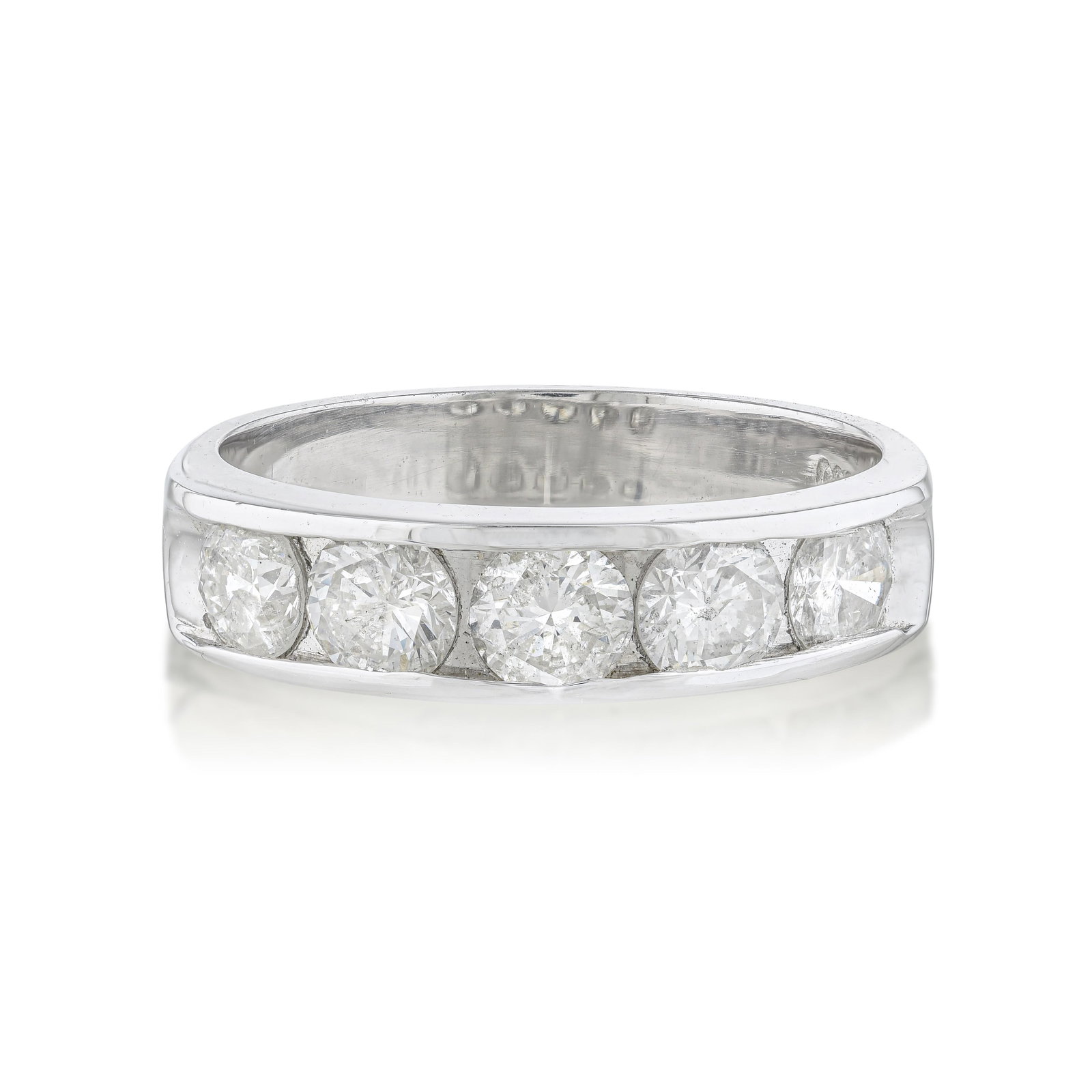 5 Stone Diamond Band: ESTIMATED RETAIL PRICE: $2,200* *This is the estimated value a piece of similar quality, craftsmanship, and characteristics could command at retail. The five-stone diamond band in platinum is