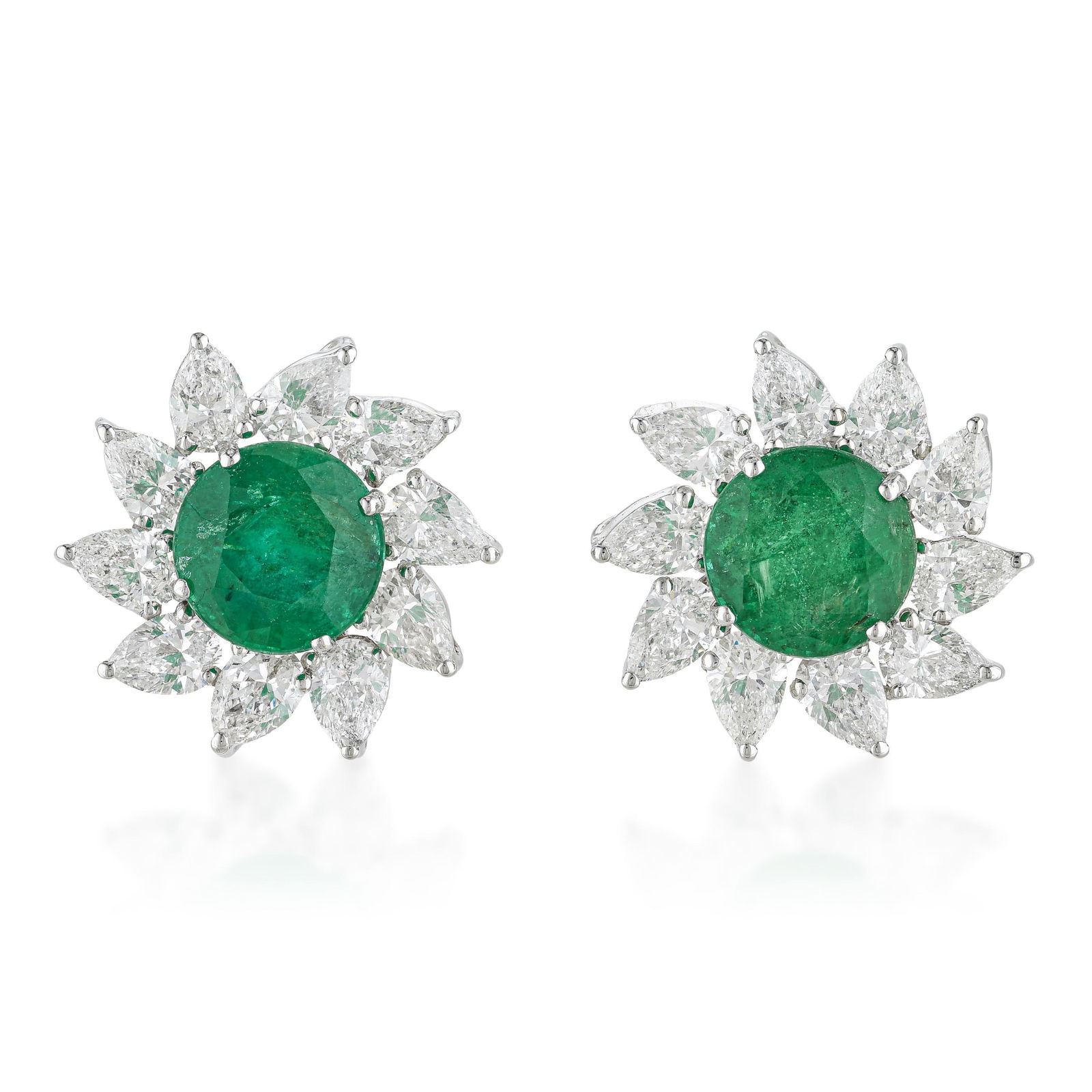 Zambian Emerald and Diamond Earrings: ESTIMATED RETAIL PRICE: $14,000* *This is the estimated value a piece of similar quality, craftsmanship, and characteristics could command at retail. Zambian emerald and diamond earrings in