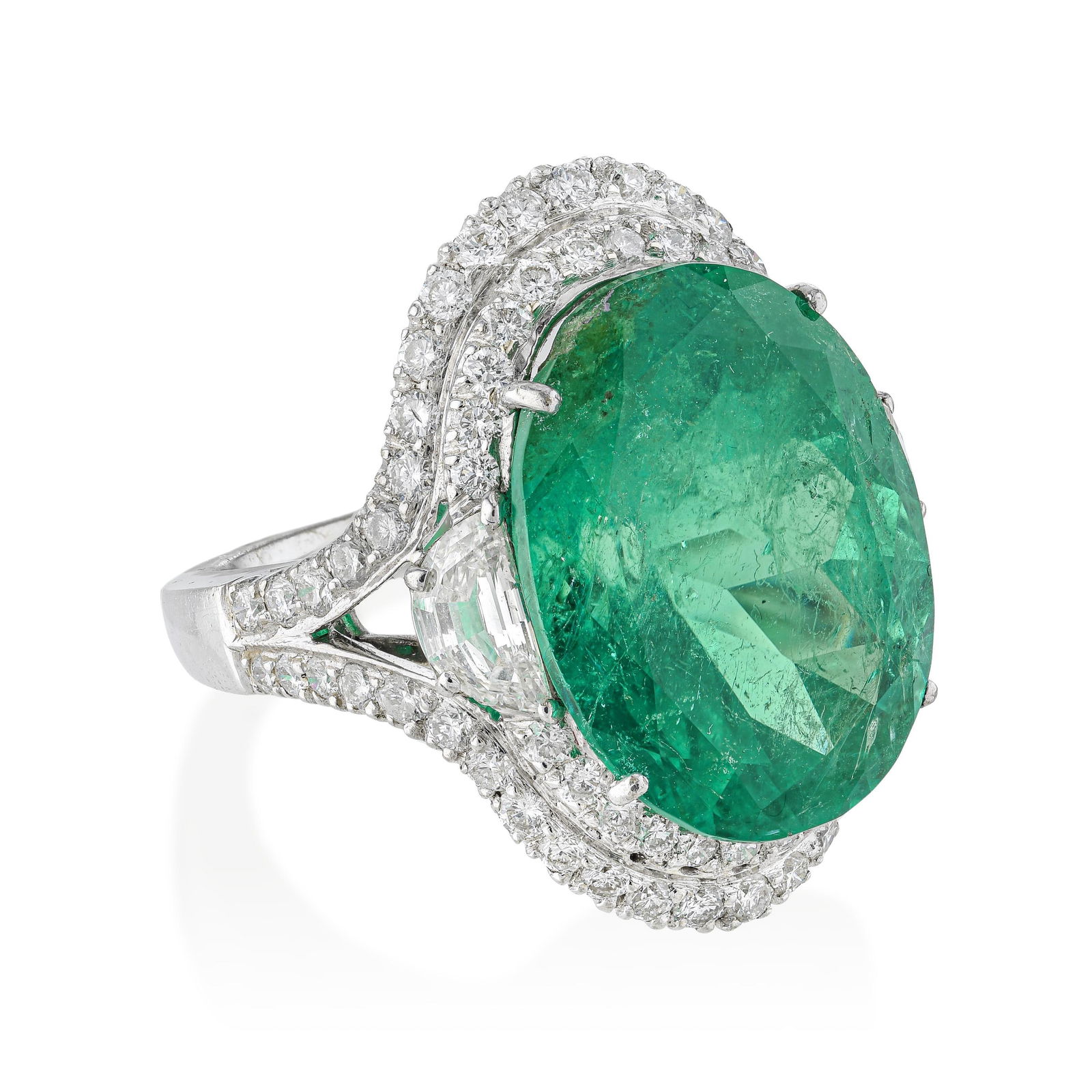 16.24-Carat Colombian Emerald and Diamond Ring, GRS Certified - 3