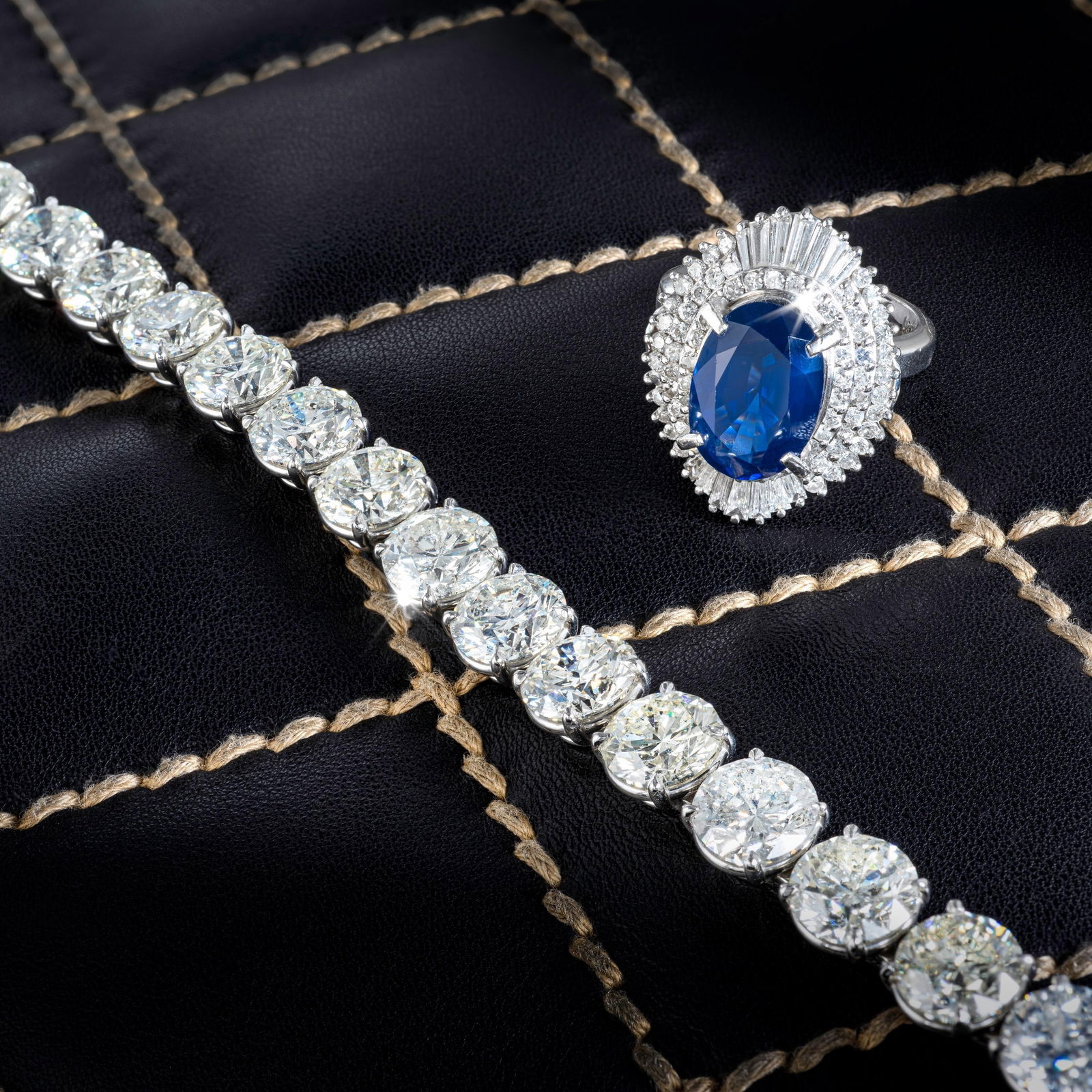 Diamond Line Bracelet (Approx. 44.76 CTW): ESTIMATED RETAIL PRICE: $240,000* *This is the estimated value a piece of similar quality, craftsmanship, and characteristics could command at retail. A platinum tennis bracelet set with