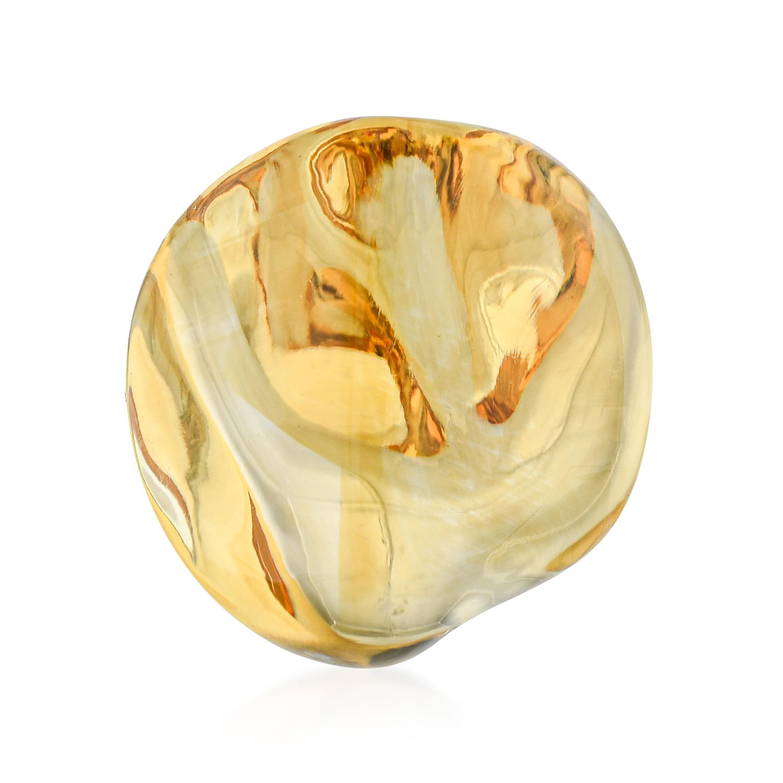 51.00-Carat Freeform Smooth Polished Citrine Loose Gemstone: A 51-carat freeform smooth polished citrine: the honey-to-amber warmth of citrine at this scale is simply generous. The freeform polished surface allows the stone's natural flow of color to be