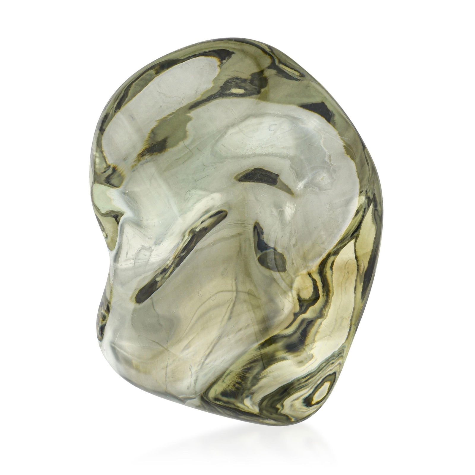 104.80-Carat Freeform Smooth Polished Fluorite Loose Gemstone - No Reserve Lot: ESTIMATED RETAIL PRICE: $375* *This is the estimated value a piece of similar quality, craftsmanship, and characteristics could command at retail. At 104.80 carats in a freeform polished form,