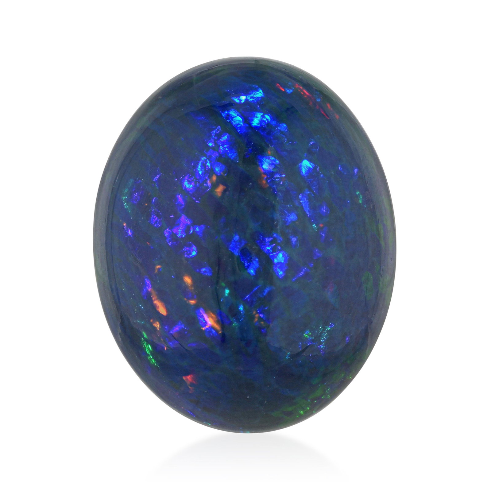 259.60-Carat Opal Oval Cabochon Loose Gemstone: A 259.60-carat black opal oval cabochon loose gemstone: at this weight, a black opal is not merely a gemstone but a geological event. The dark body color creates the backdrop against which