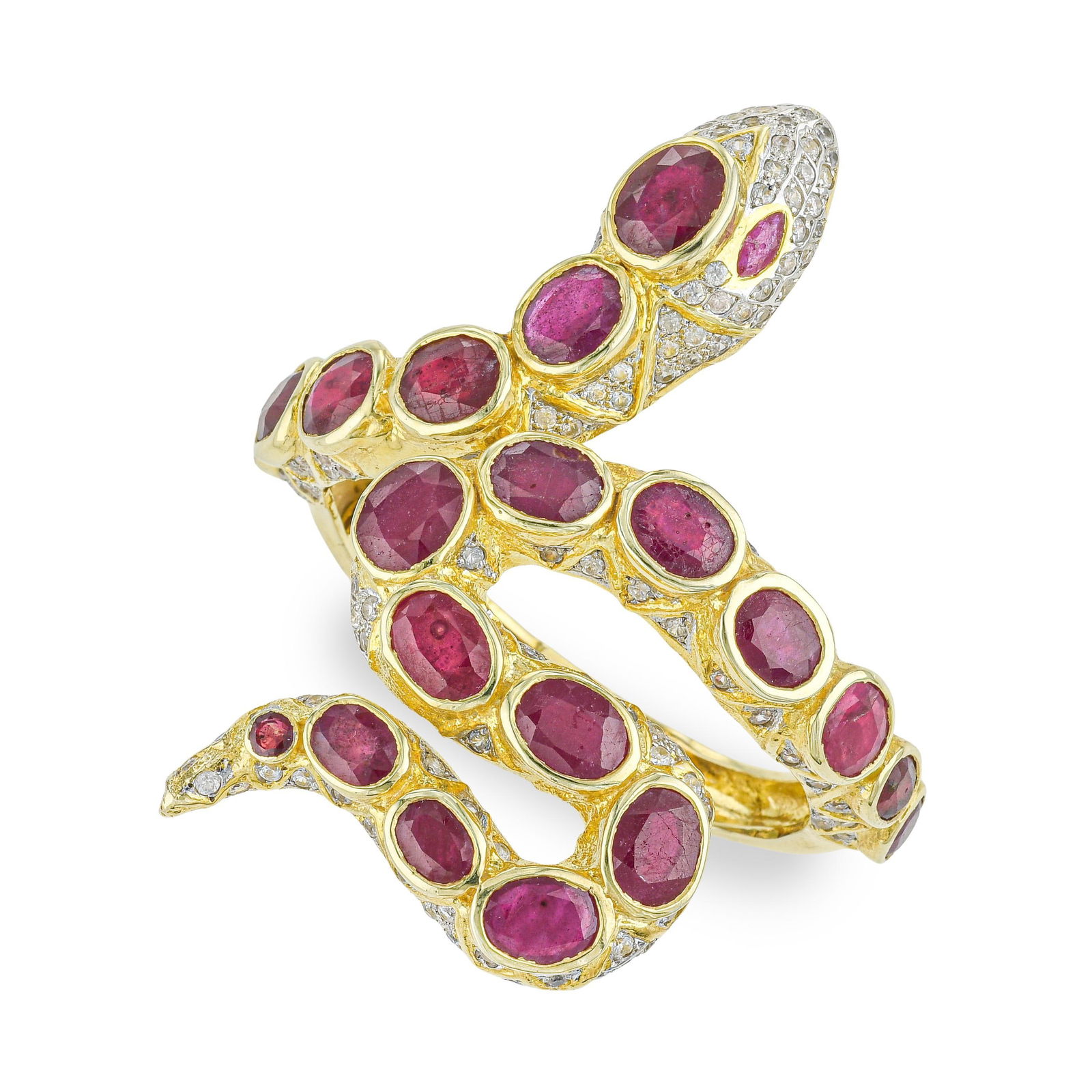 Snake Ruby and Zircon Bangle - 2