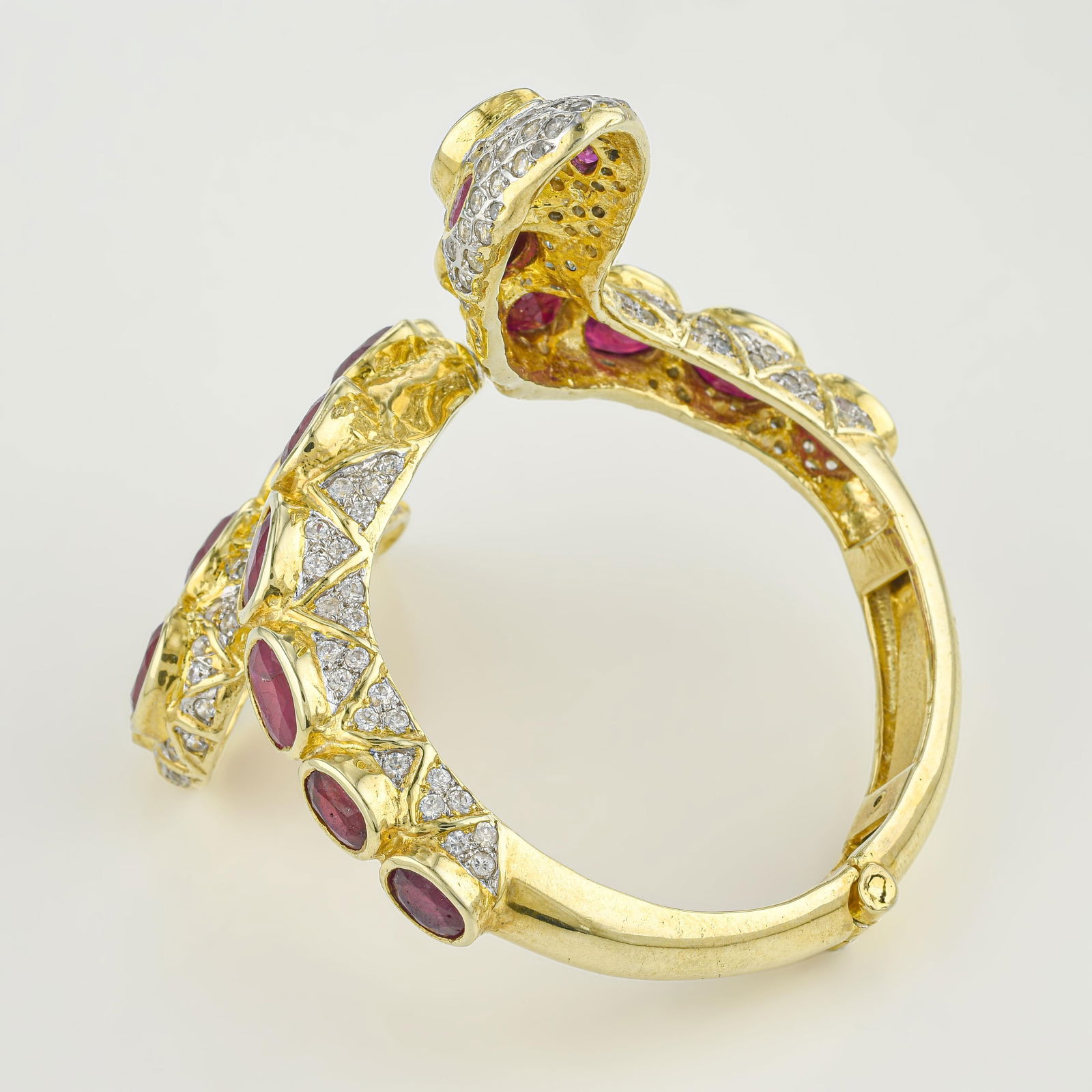 Snake Ruby and Zircon Bangle - 3