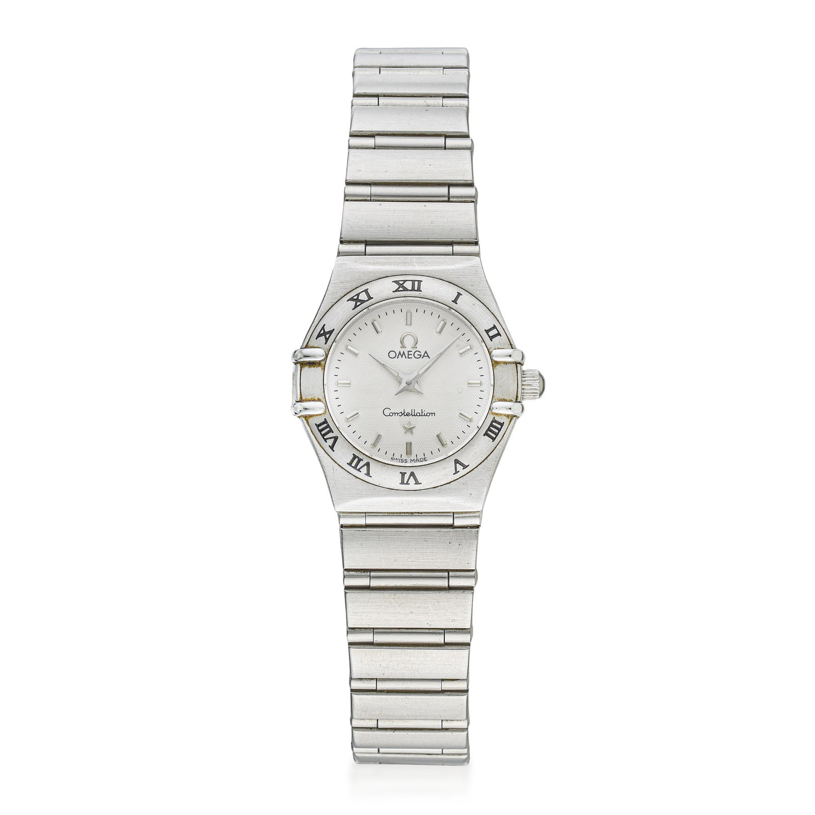 Omega Constellation Manhattan Ladies' In Steel: ESTIMATED RETAIL PRICE: $2,000* *This is the estimated value a piece of similar quality, craftsmanship, and characteristics could command at retail. Summary of Key Characteristics CIRCA: 1998 CASE