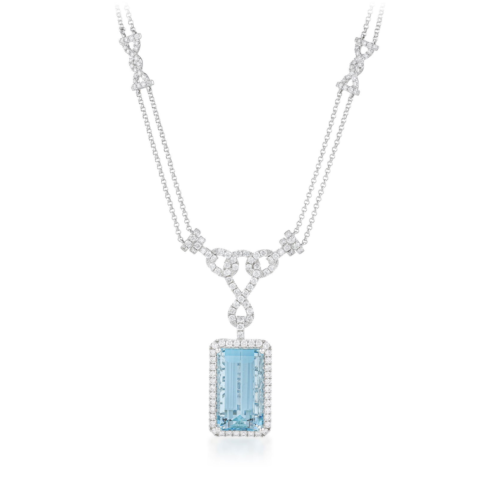 Aquamarine and Diamond Necklace - 2