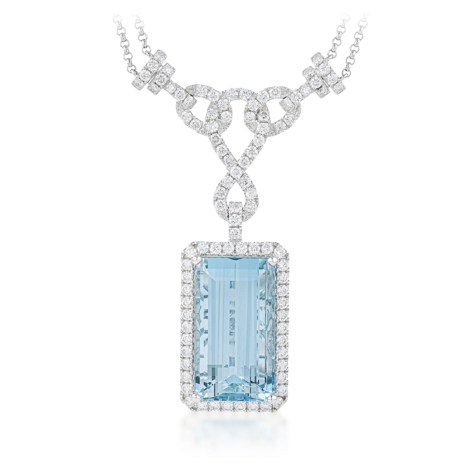 Aquamarine and Diamond Necklace - 3