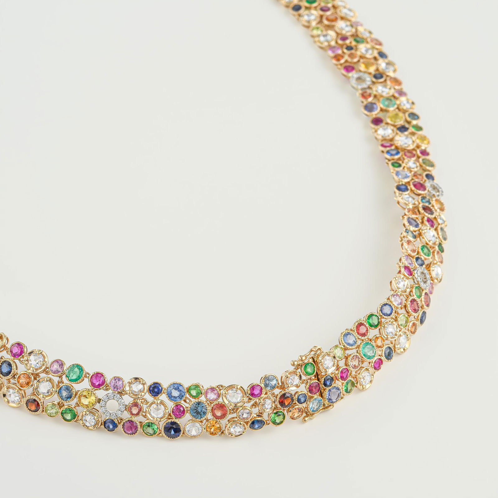 Multi Color Stone And Diamond Necklace - 2