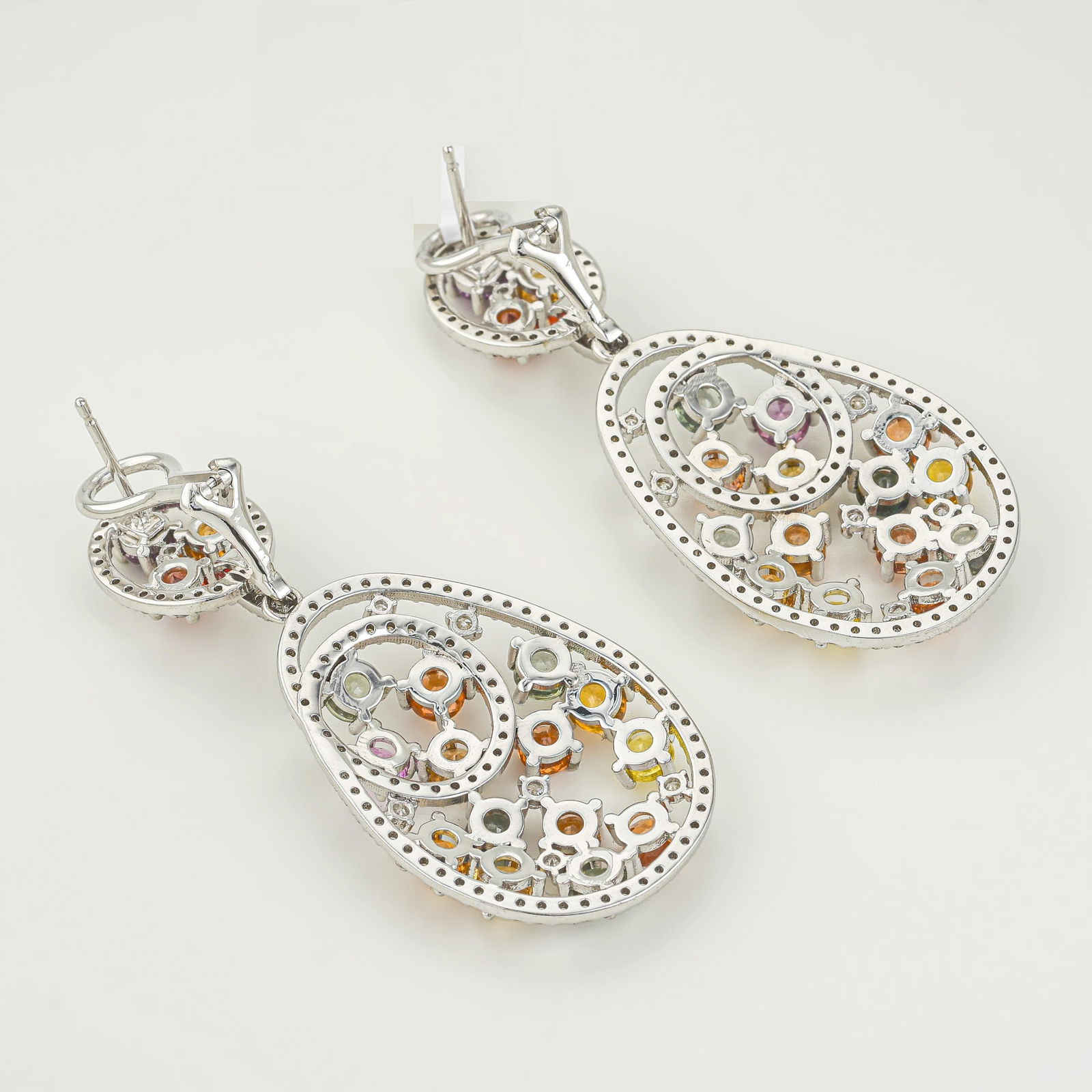 Multicolor Sapphire and Diamond Earrings - 2