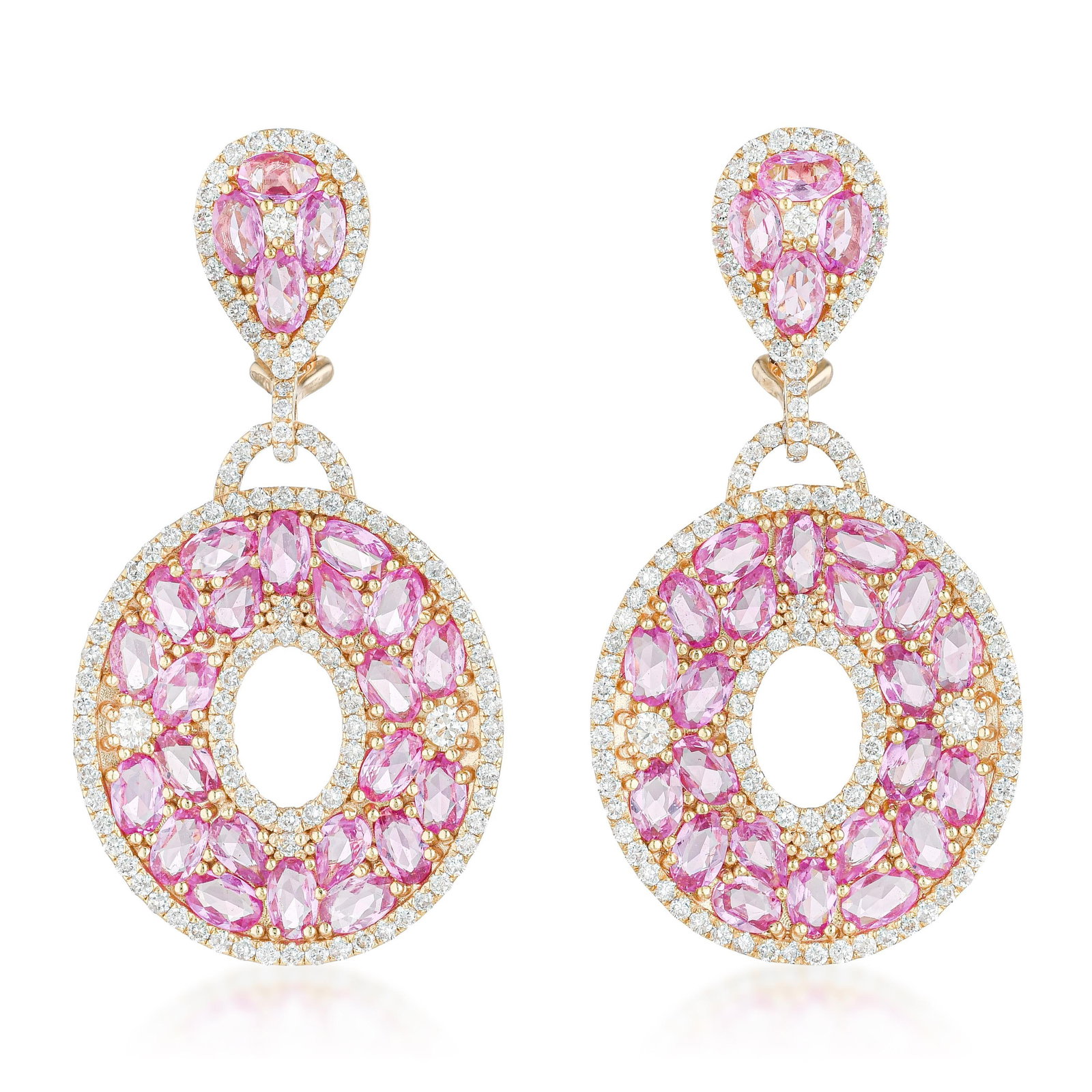 Pink Sapphire and Diamond Earrings: ESTIMATED RETAIL PRICE: $16,000**This is the estimated value a piece of similar quality, craftsmanship, and characteristics could command at retail.Summary of Key Characteristics • Metal: 18K ro