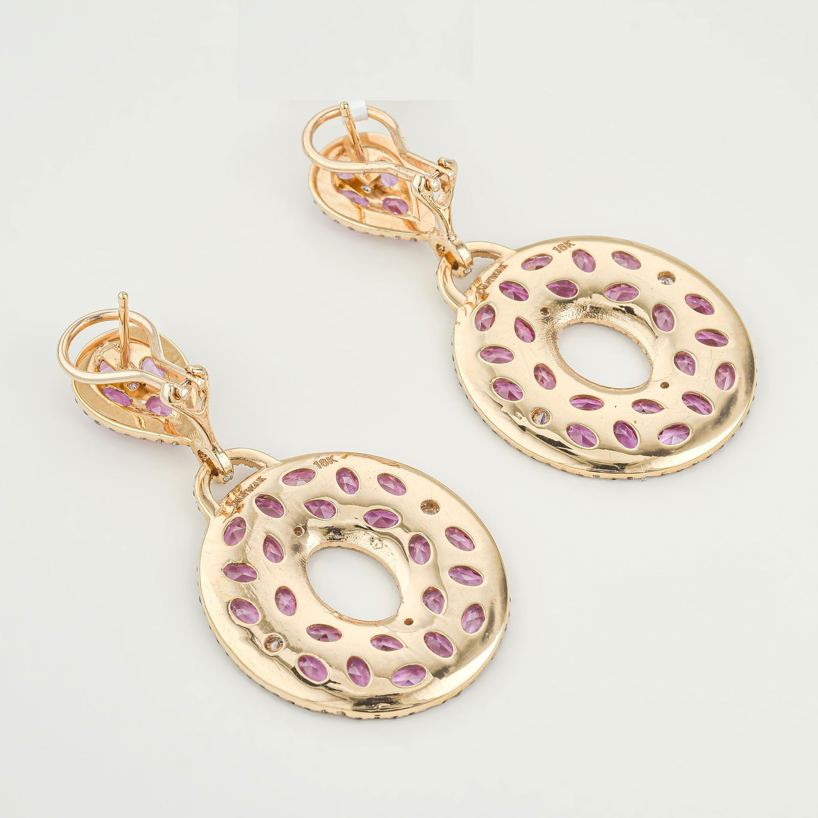 Pink Sapphire and Diamond Earrings - 2