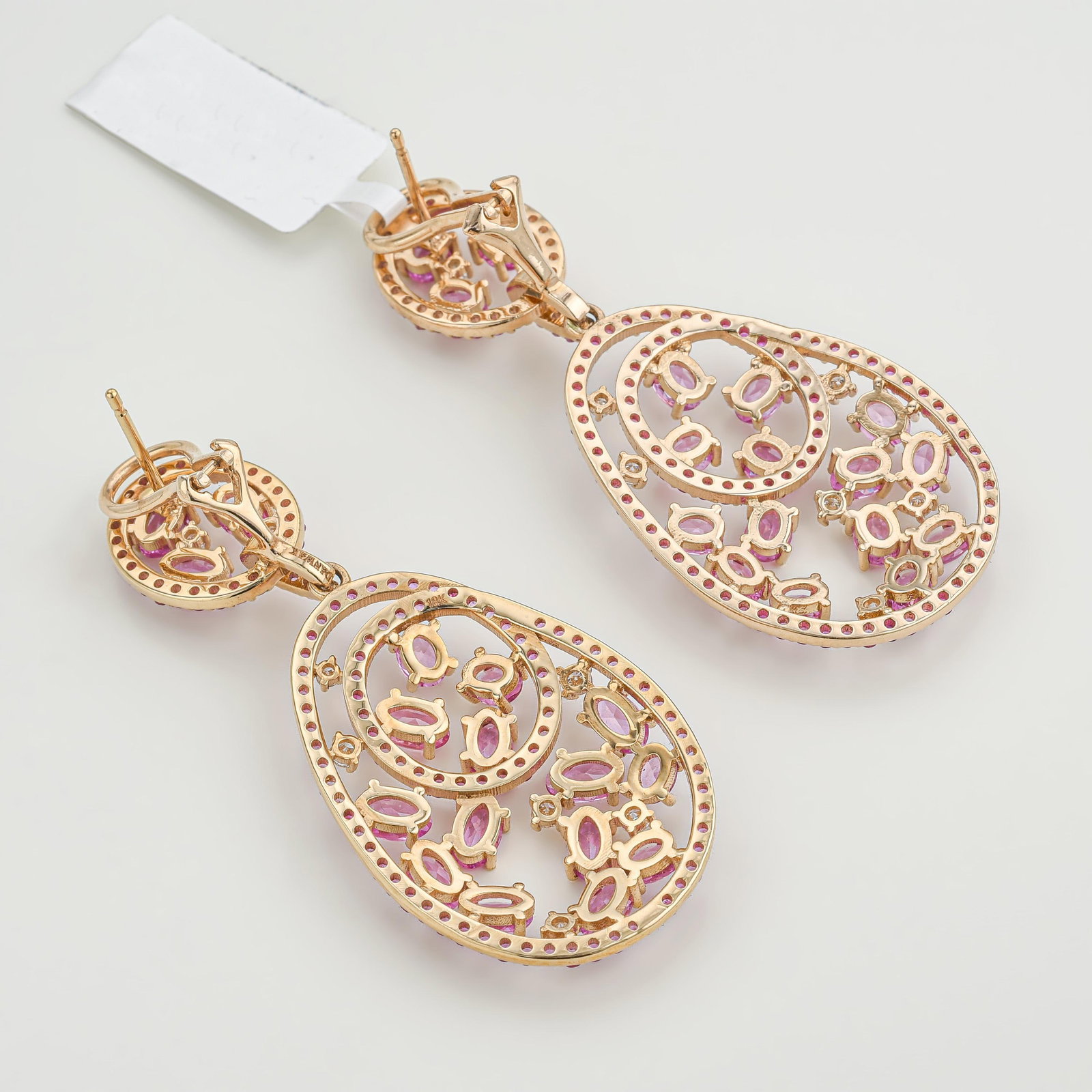 Pink Sapphire and Diamond Earrings - 2
