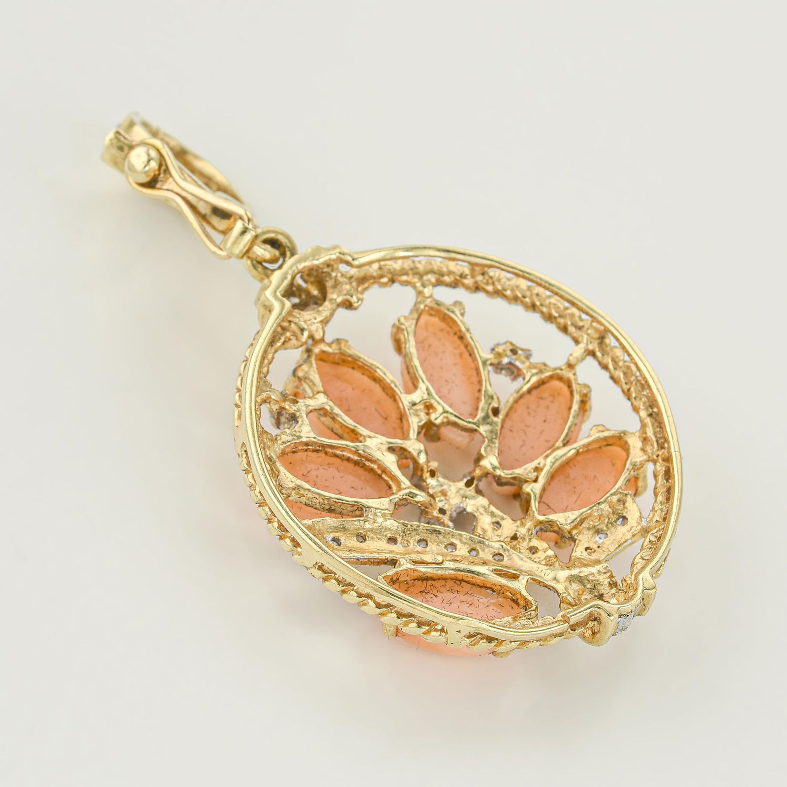Coral And Diamond Pendant - 2