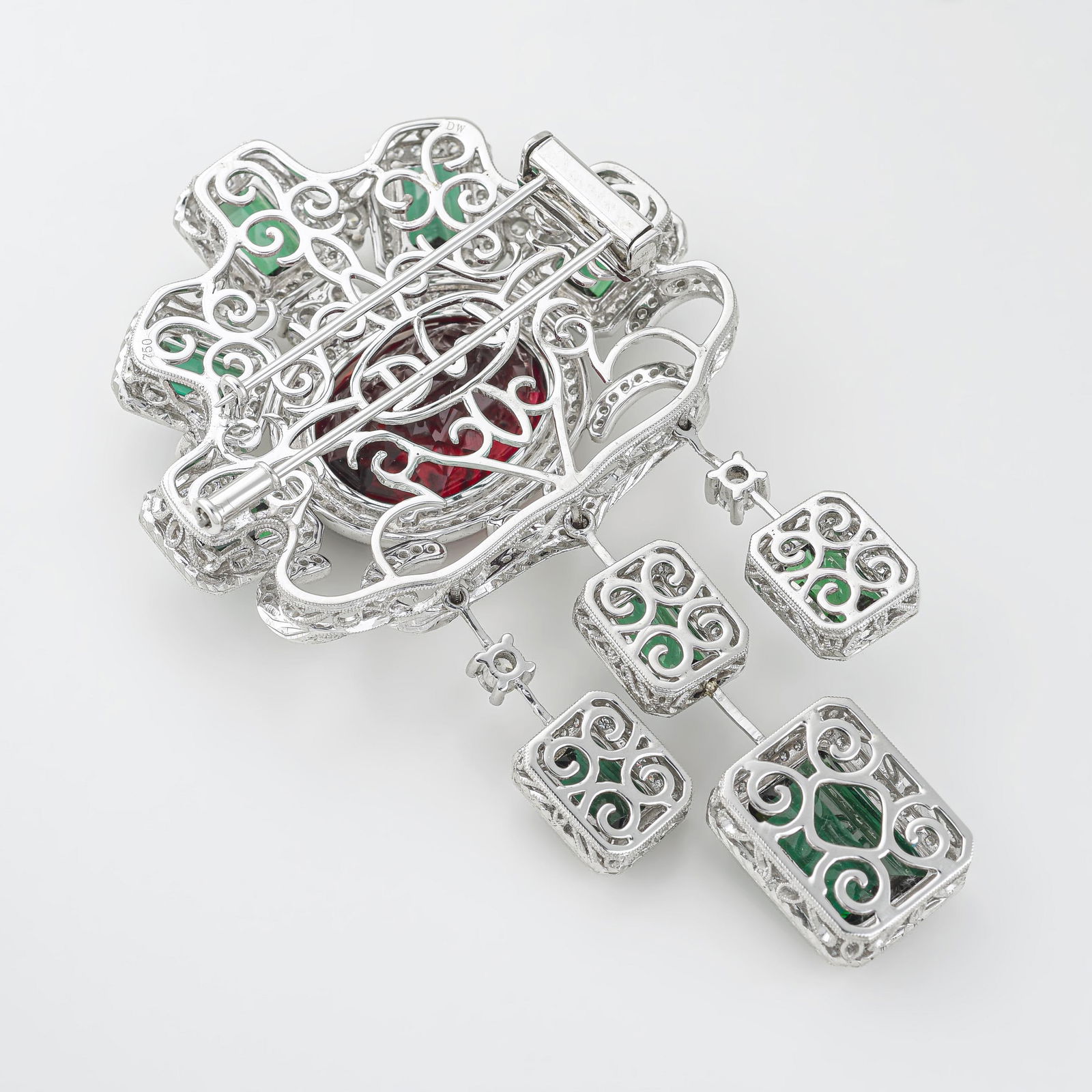 Rubellite Tourmaline and Diamond Brooch - 2