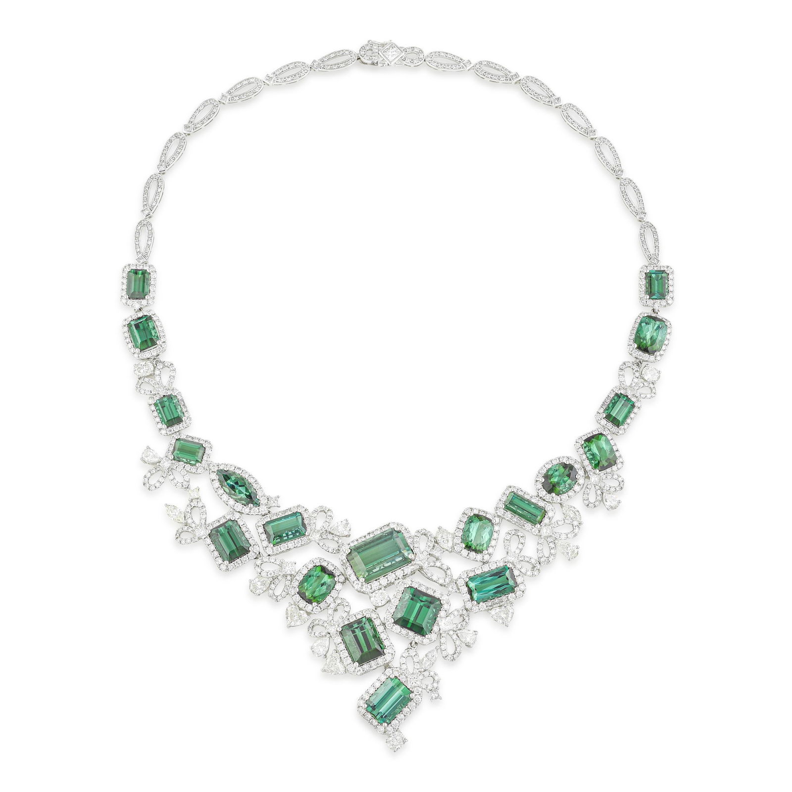 Tourmaline and Diamond Bib Necklace - 2