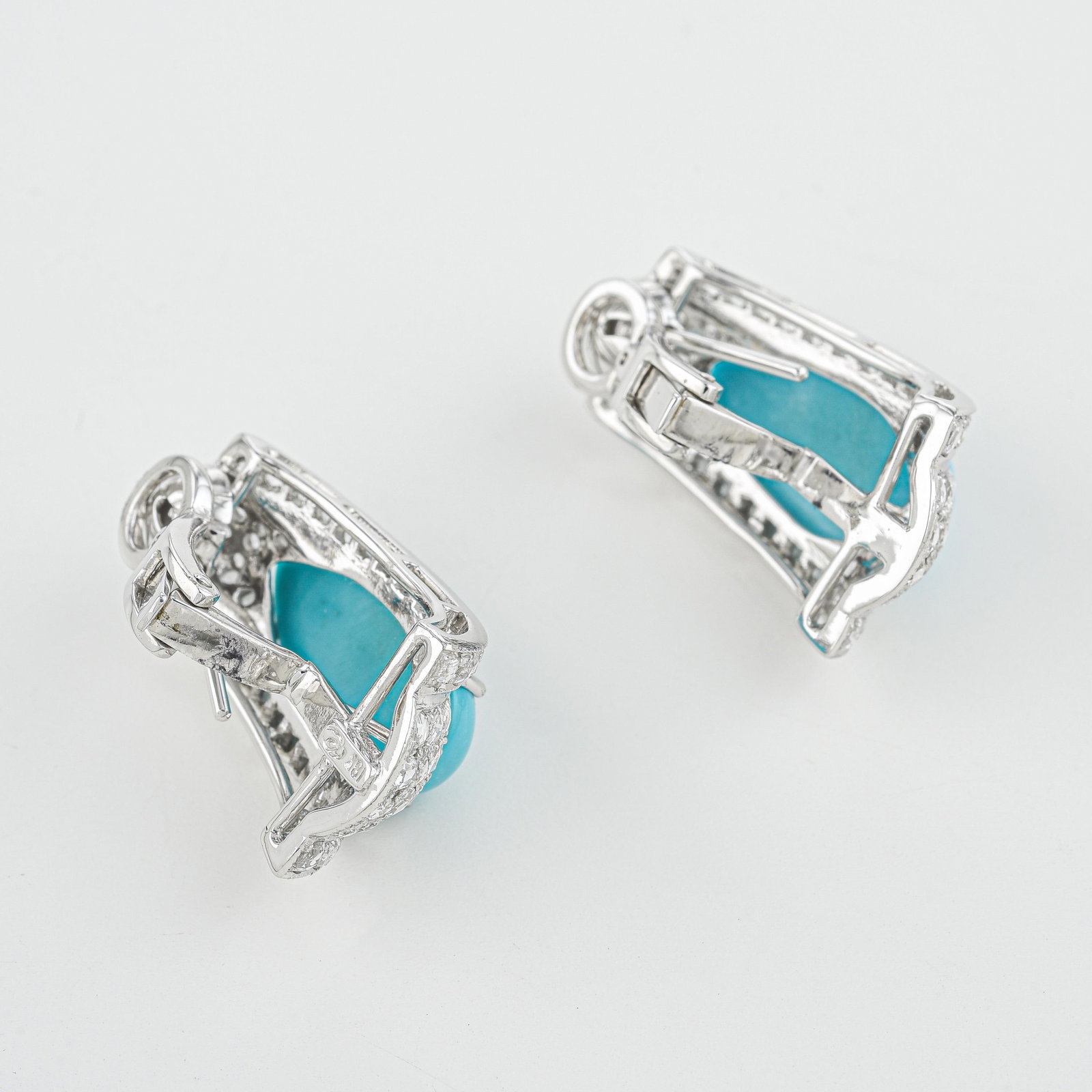 Turquoise and Rose Cut Diamond Earrings - 2