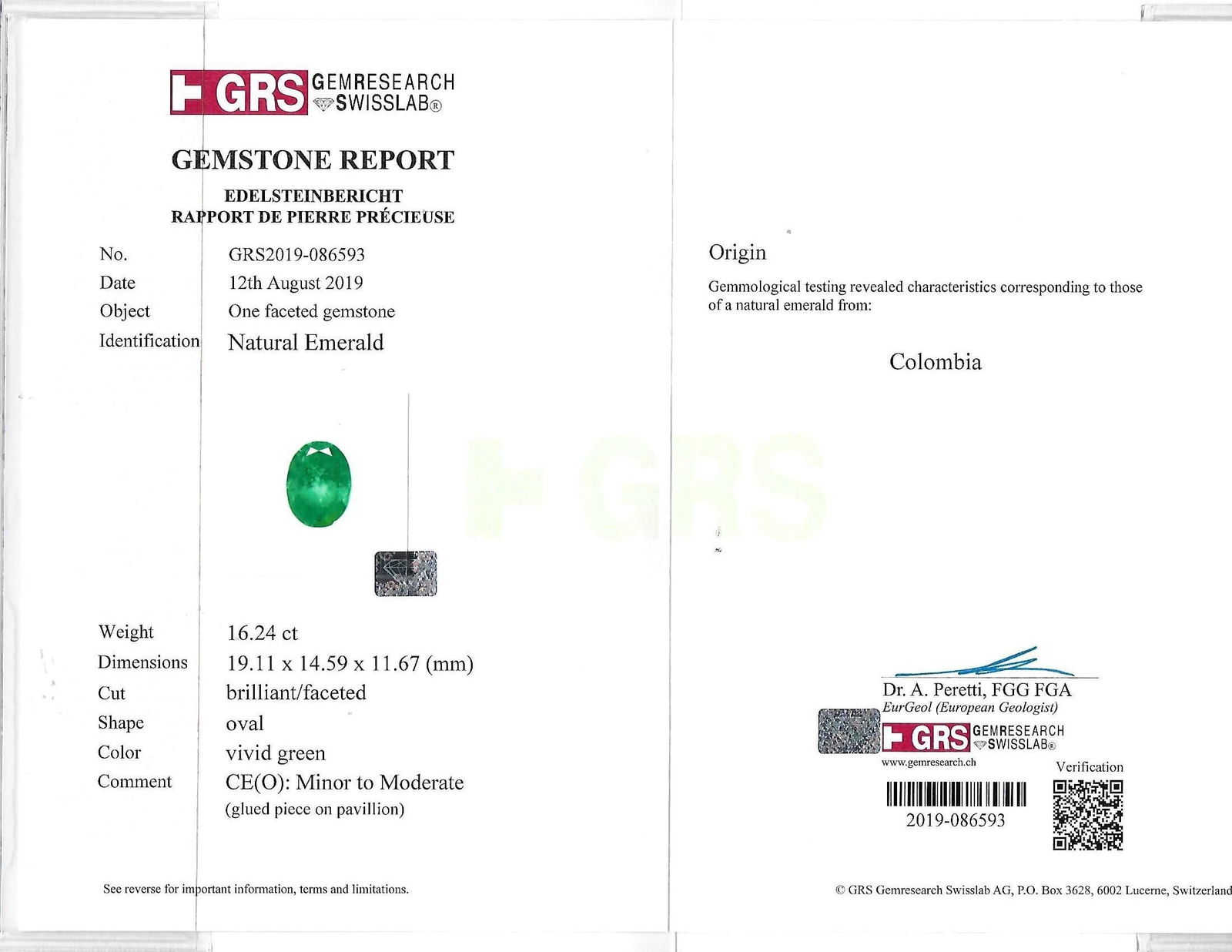 16.24-Carat Colombian Emerald and Diamond Ring, GRS Certified - 4