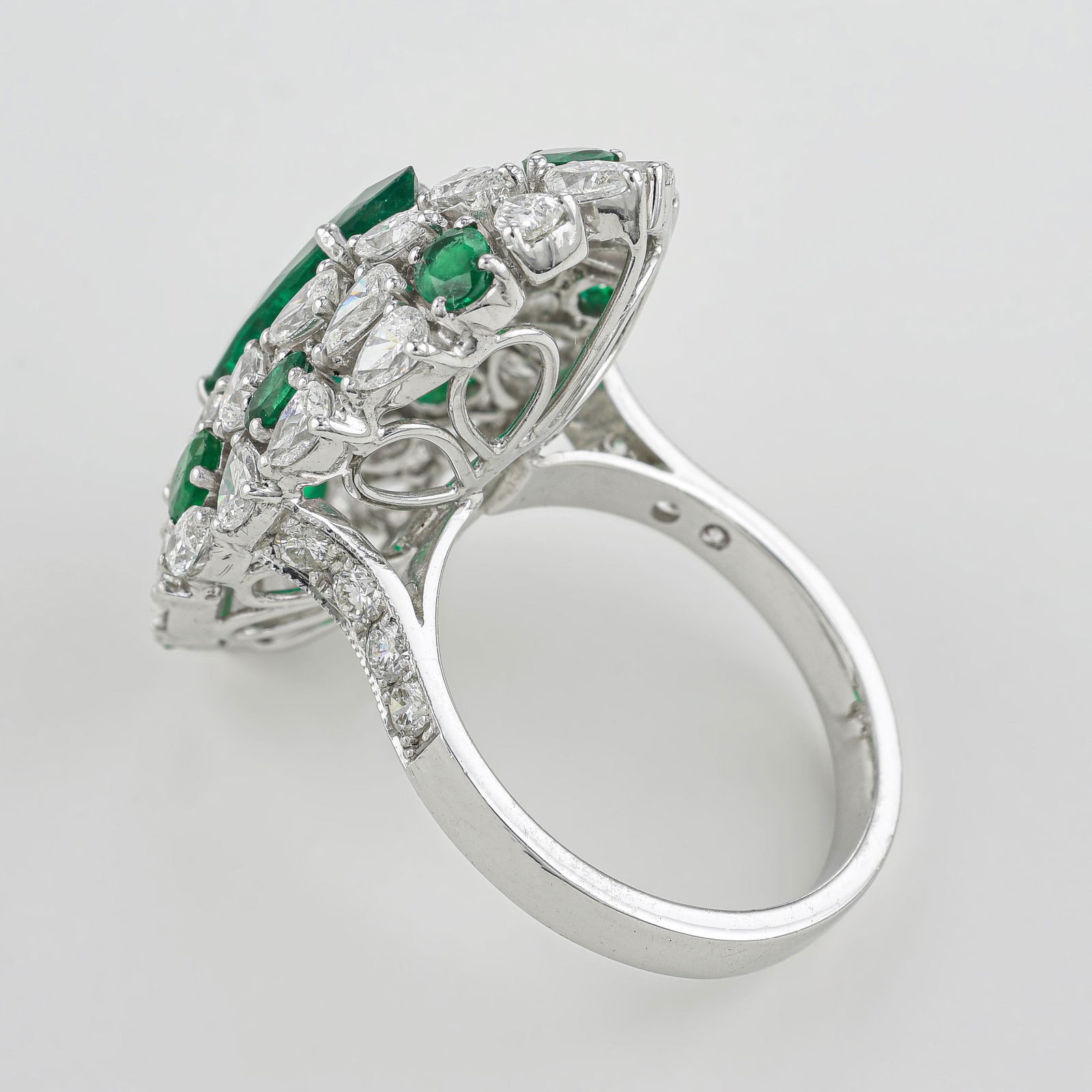 Marquise Emerald and Diamond Ring - 2