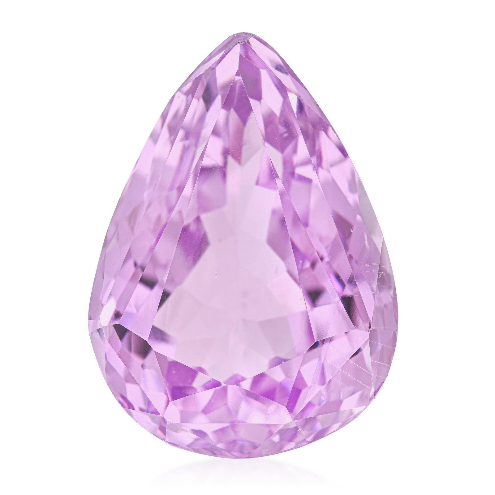 60.30-Carat Pear Shape Kunzite Loose Gemstone: ESTIMATED RETAIL PRICE: $2,400* *This is the estimated value a piece of similar quality, craftsmanship, and characteristics could command at retail. At 60.30 carats, this pear-shaped kunzite