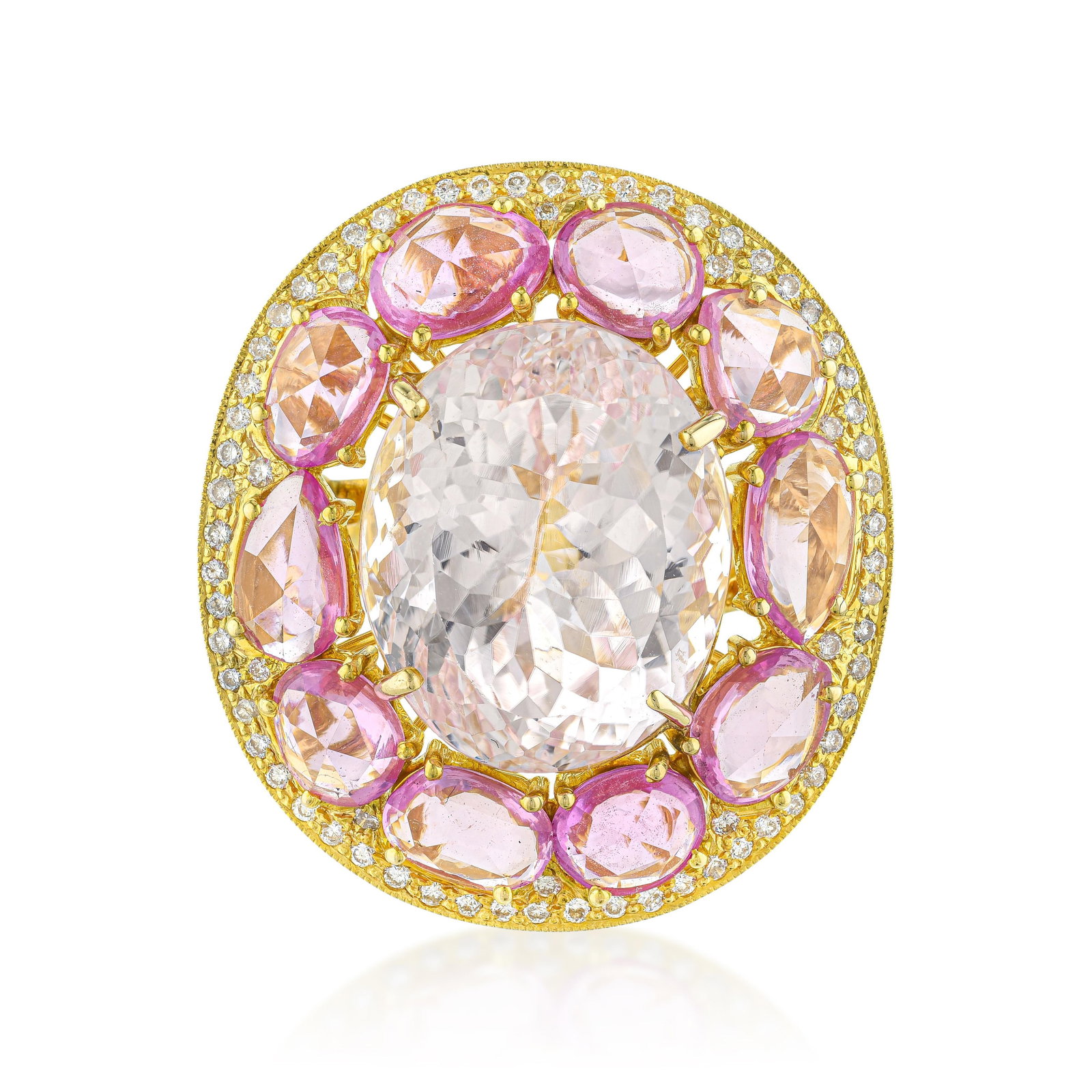 Kunzite Sapphire and Diamond Ring - 2