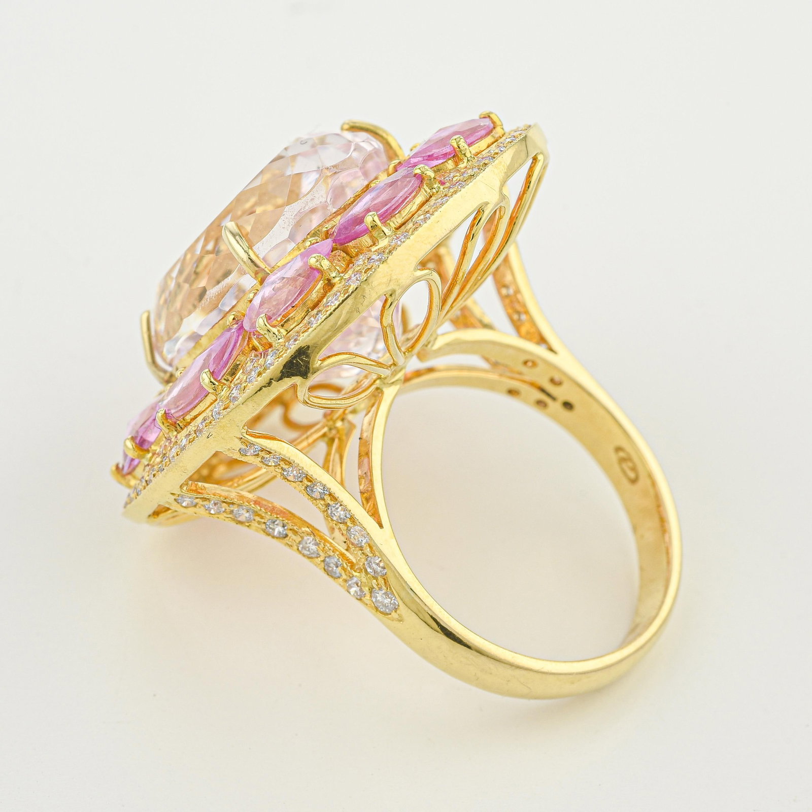 Kunzite Sapphire and Diamond Ring - 3