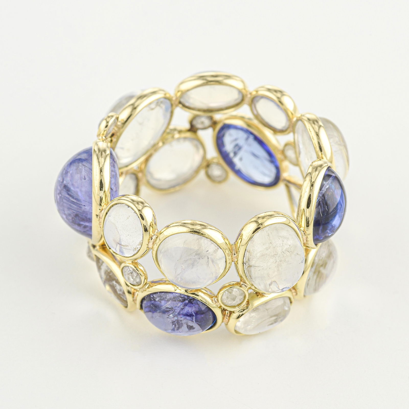Moonstone Tanzanite and Diamond Stack Ring - 2