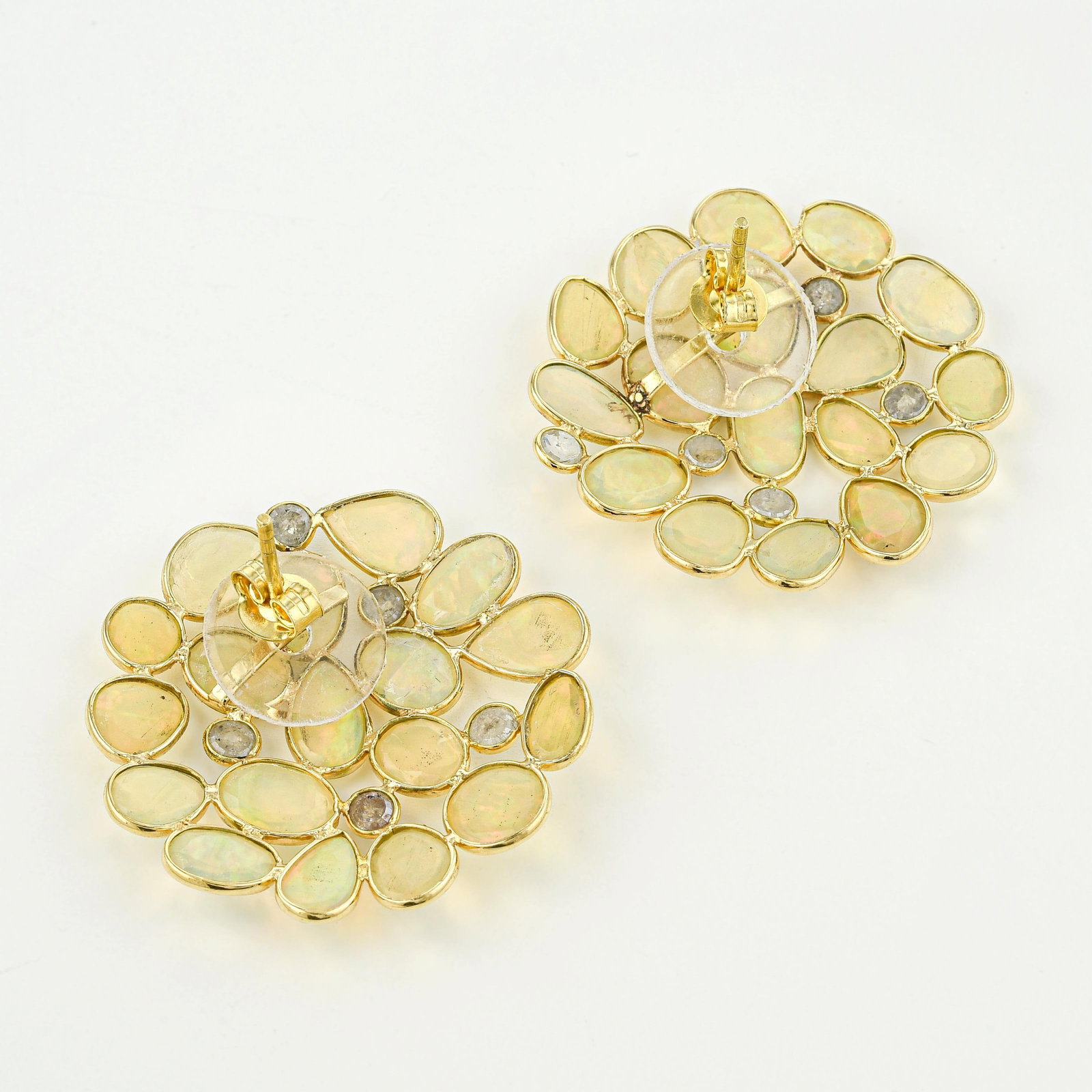 Opal and Diamond Cluster Earrings - 2