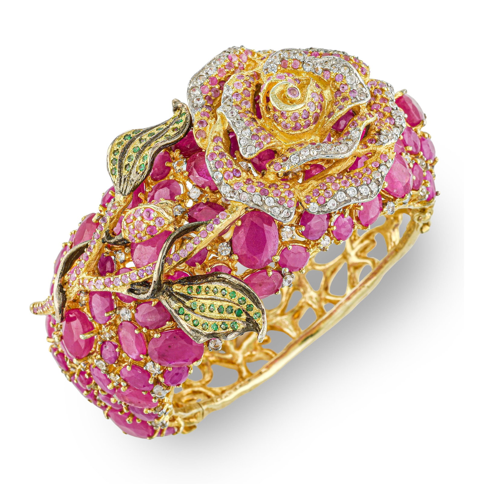 Multigemstone Rose Cuff: ESTIMATED RETAIL PRICE: $5,500* *This is the estimated value a piece of similar quality, craftsmanship, and characteristics could command at retail. Summary of Key Characteristics • Metal: