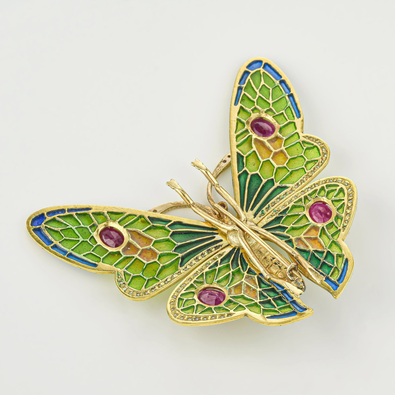 Plique-A-Jour Enamel Butterfly Brooch - 2