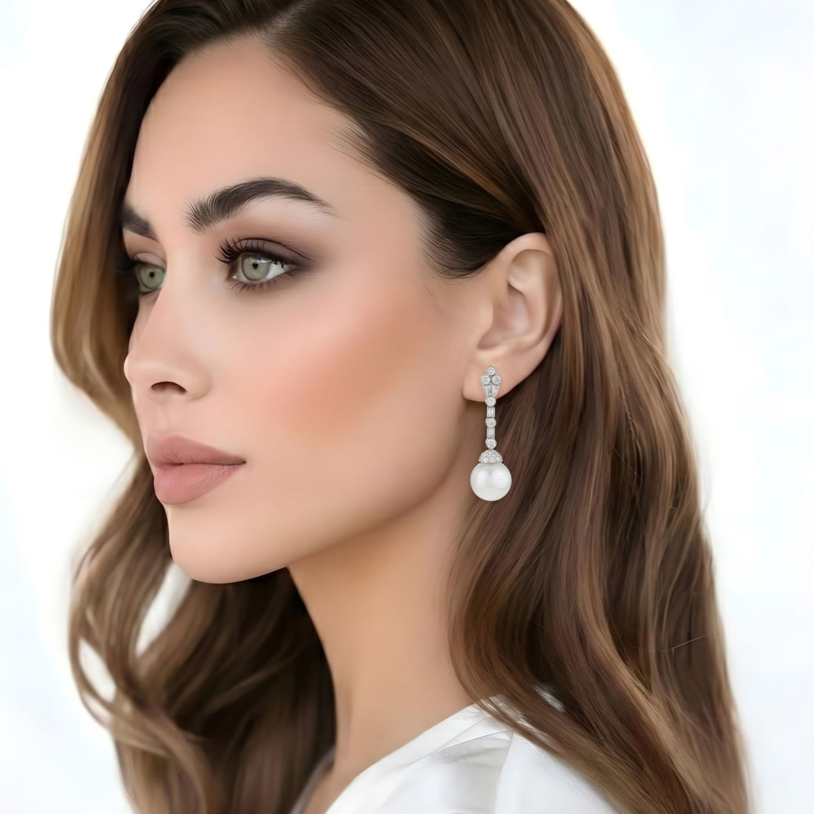 Pearl and Diamond Earrings - 2