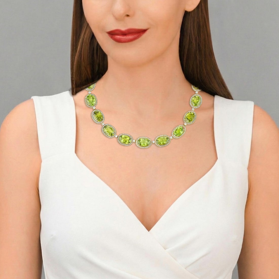 Peridot and Diamond Necklace - 2
