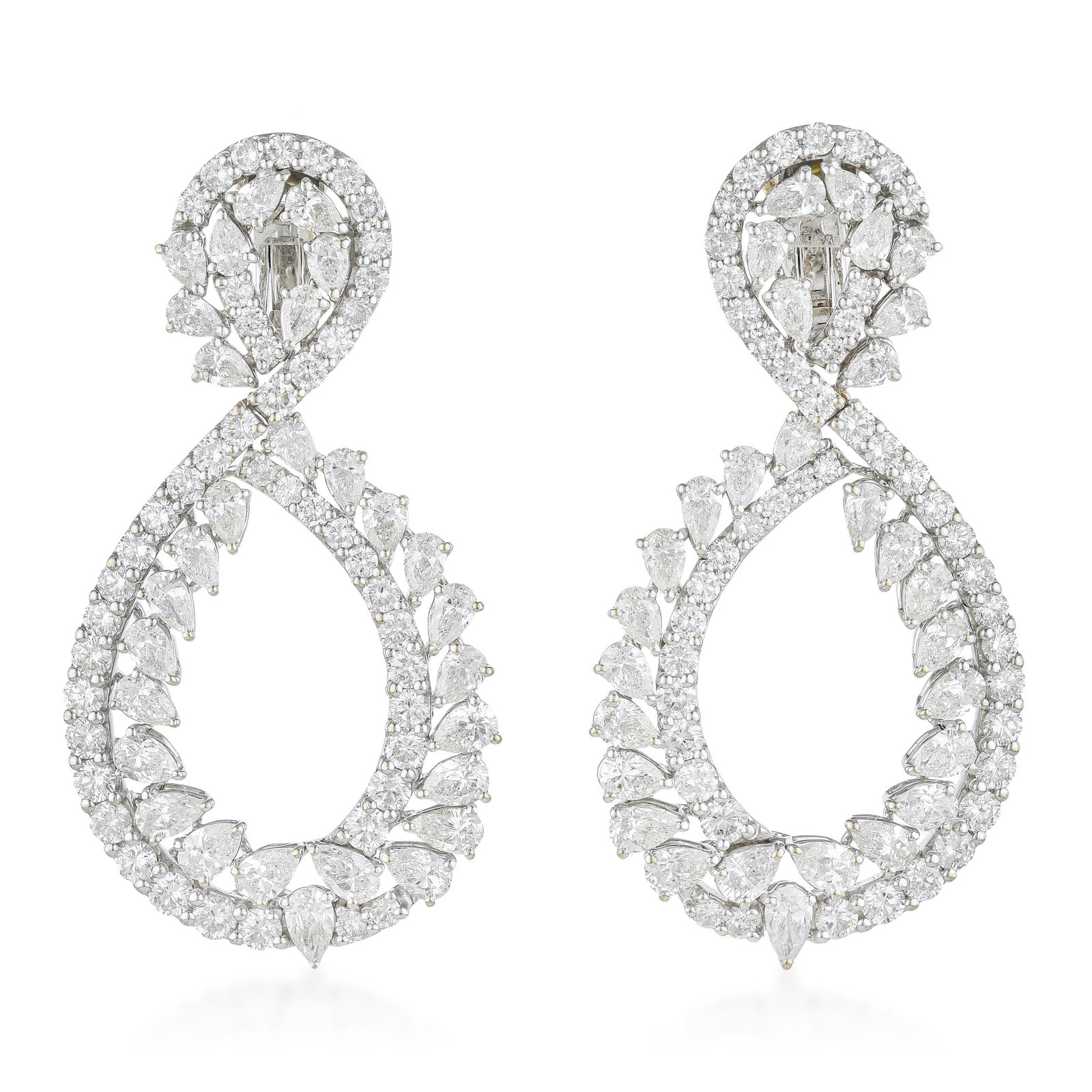 Diamond Earrings: ESTIMATED RETAIL PRICE: $30,000* *This is the estimated value a piece of similar quality, craftsmanship, and characteristics could command at retail. Diamond earrings in 18K white gold with