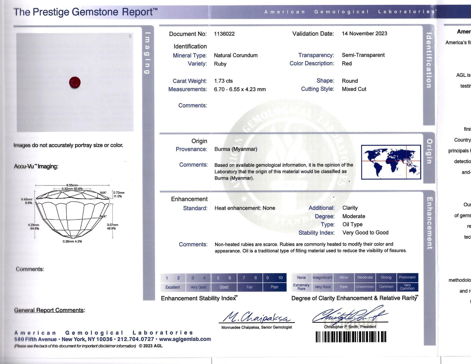 1.73-Carat Burmese Unheated Ruby and Diamond Ring, AGL Certified - 4