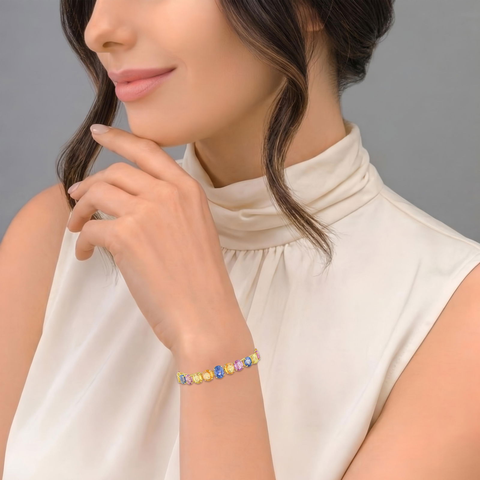 Multi-Color Sapphire Line Bracelet - 3