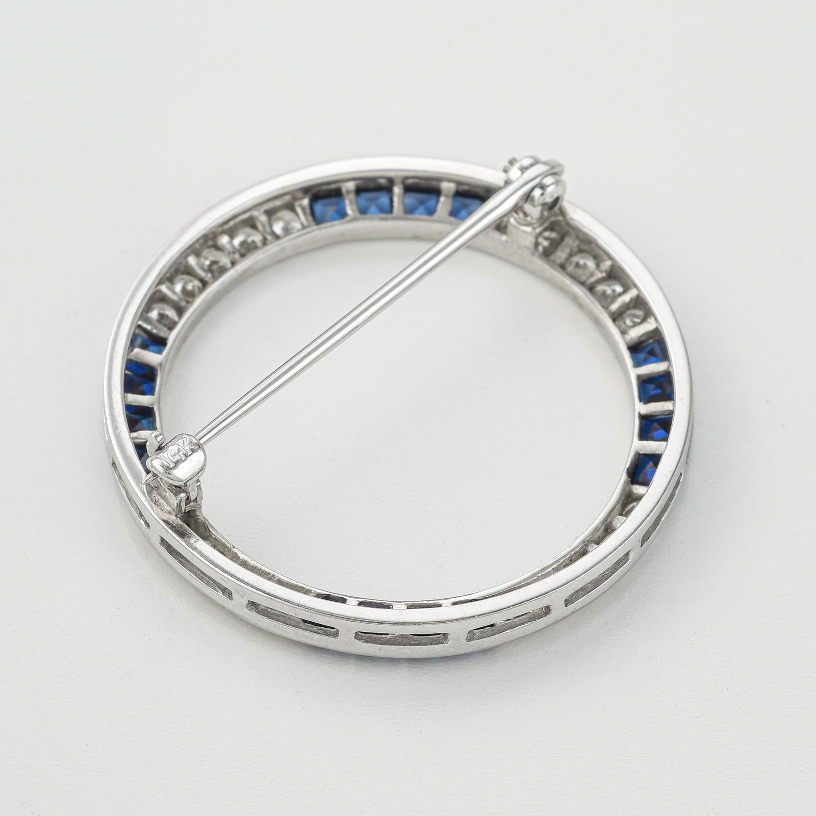 Sapphire And Diamond Circle Pin - 2