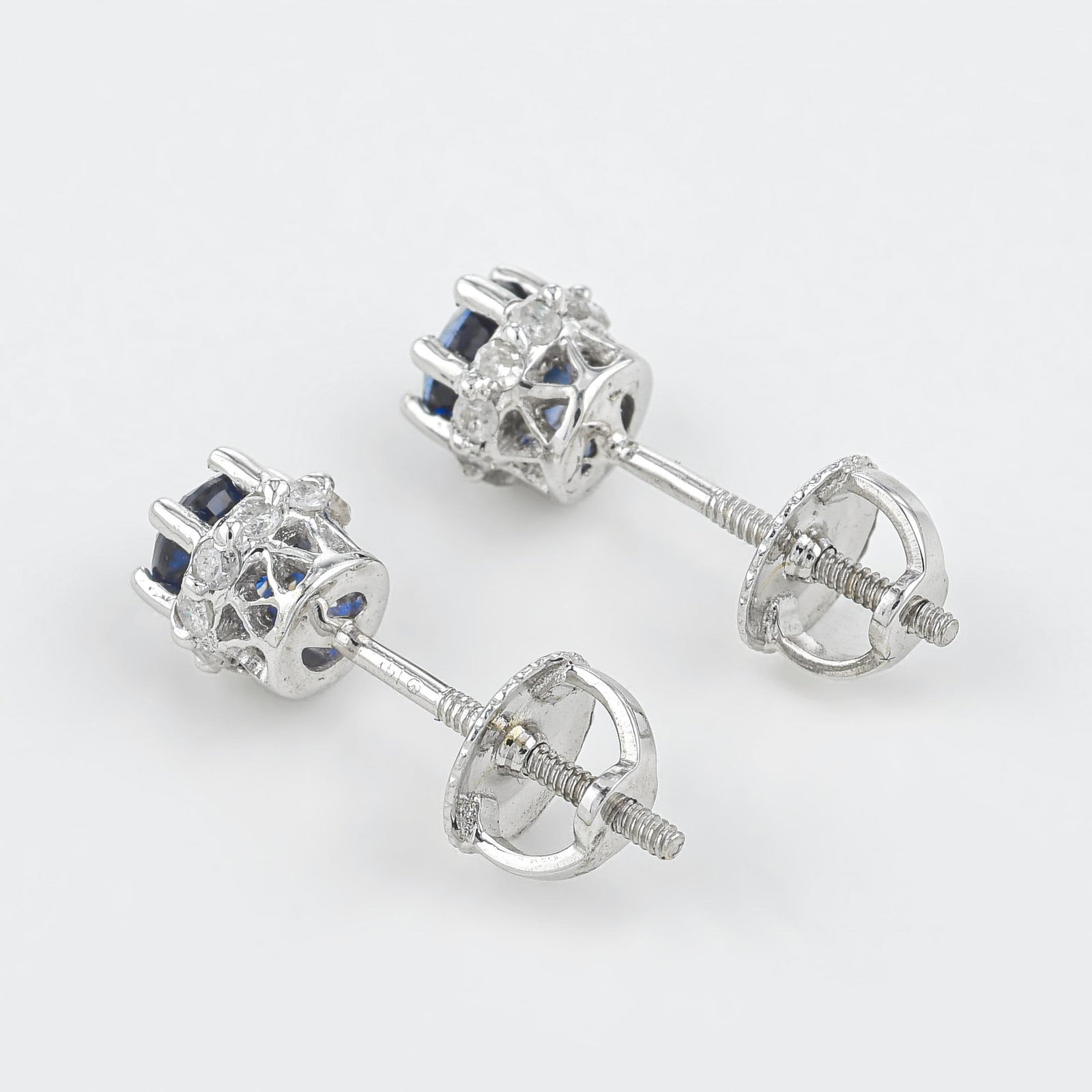 Sapphire and Diamond Stud Earrings - No Reserve - 3
