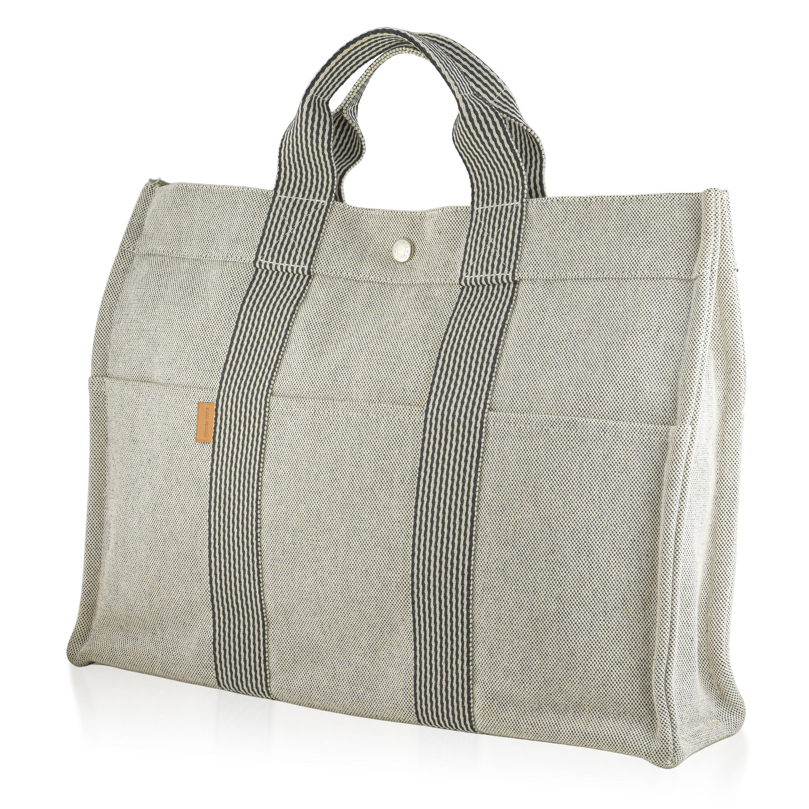 Hermes Fourre Tout MM Canvas Tote, Gray/Navy Stripe - No Reserve - 2