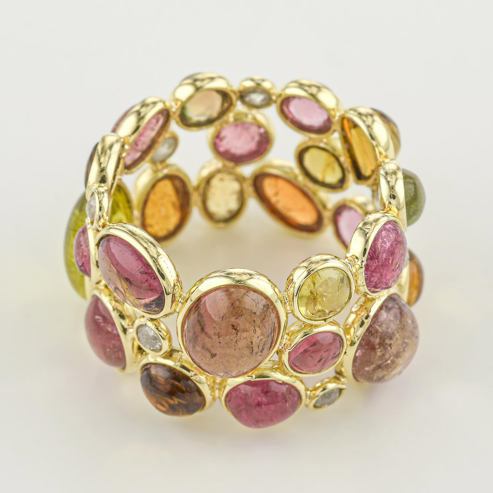 Multicolor Tourmaline and Diamond Stack Ring - 2