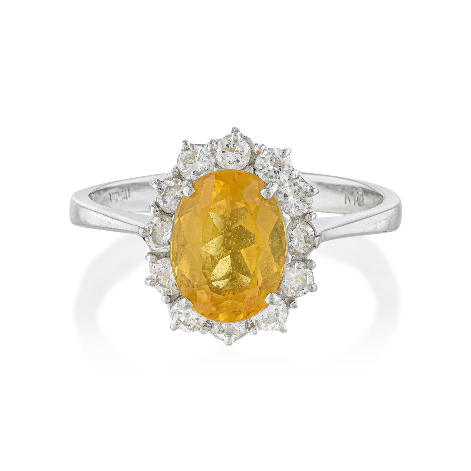 Orange-Yellow Sapphire and Diamond Ring (1 of 2)