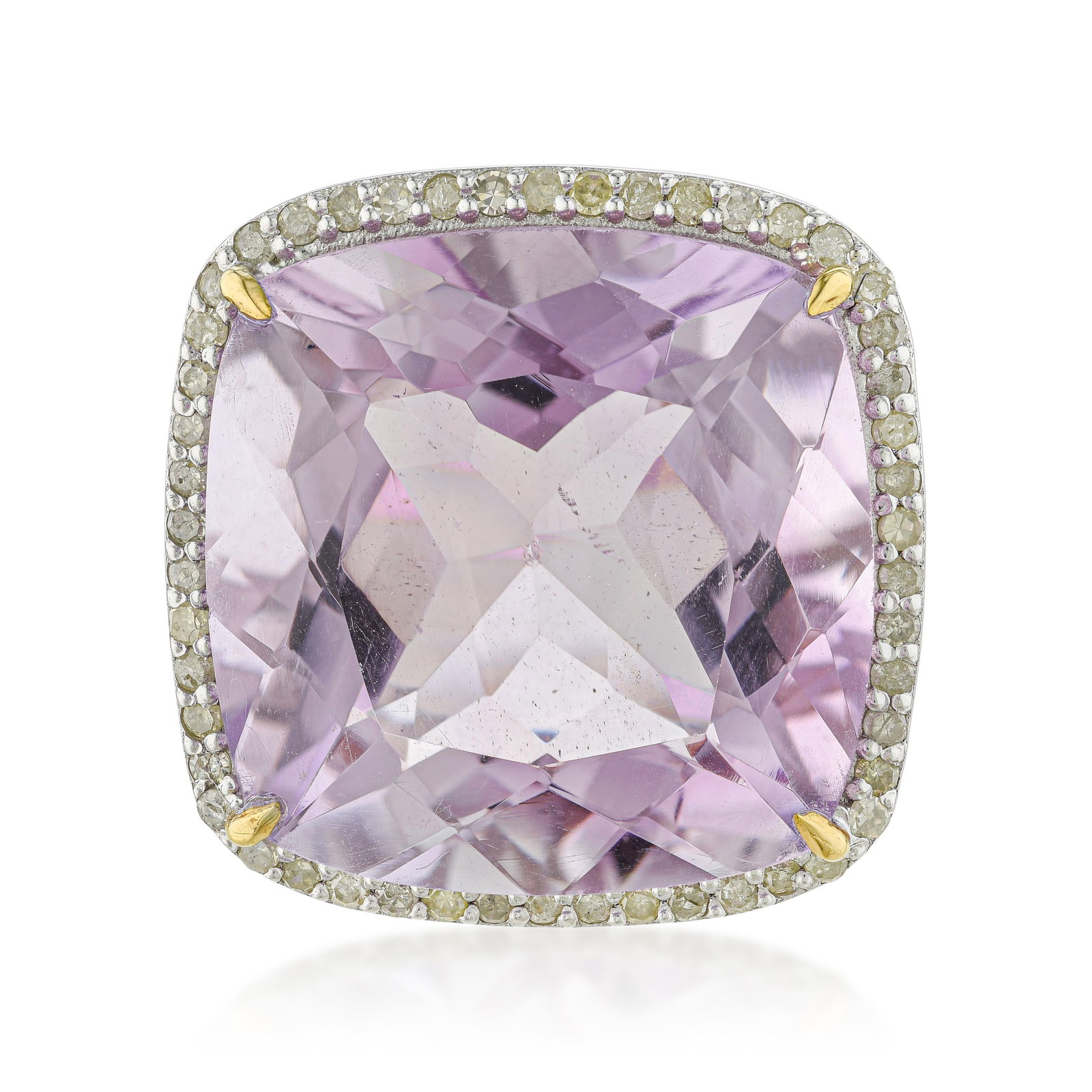 Pink Amethyst and Diamond Cocktail Ring (1 of 2)